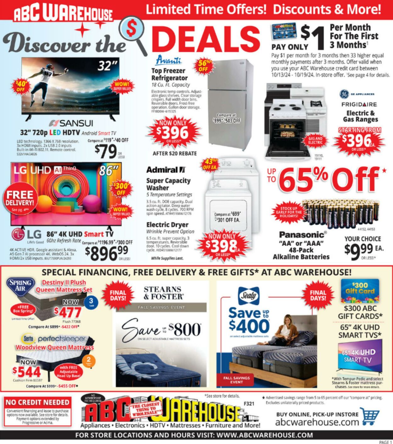 Weekly ad ABC Warehouse 10/13/2024 - 10/19/2024