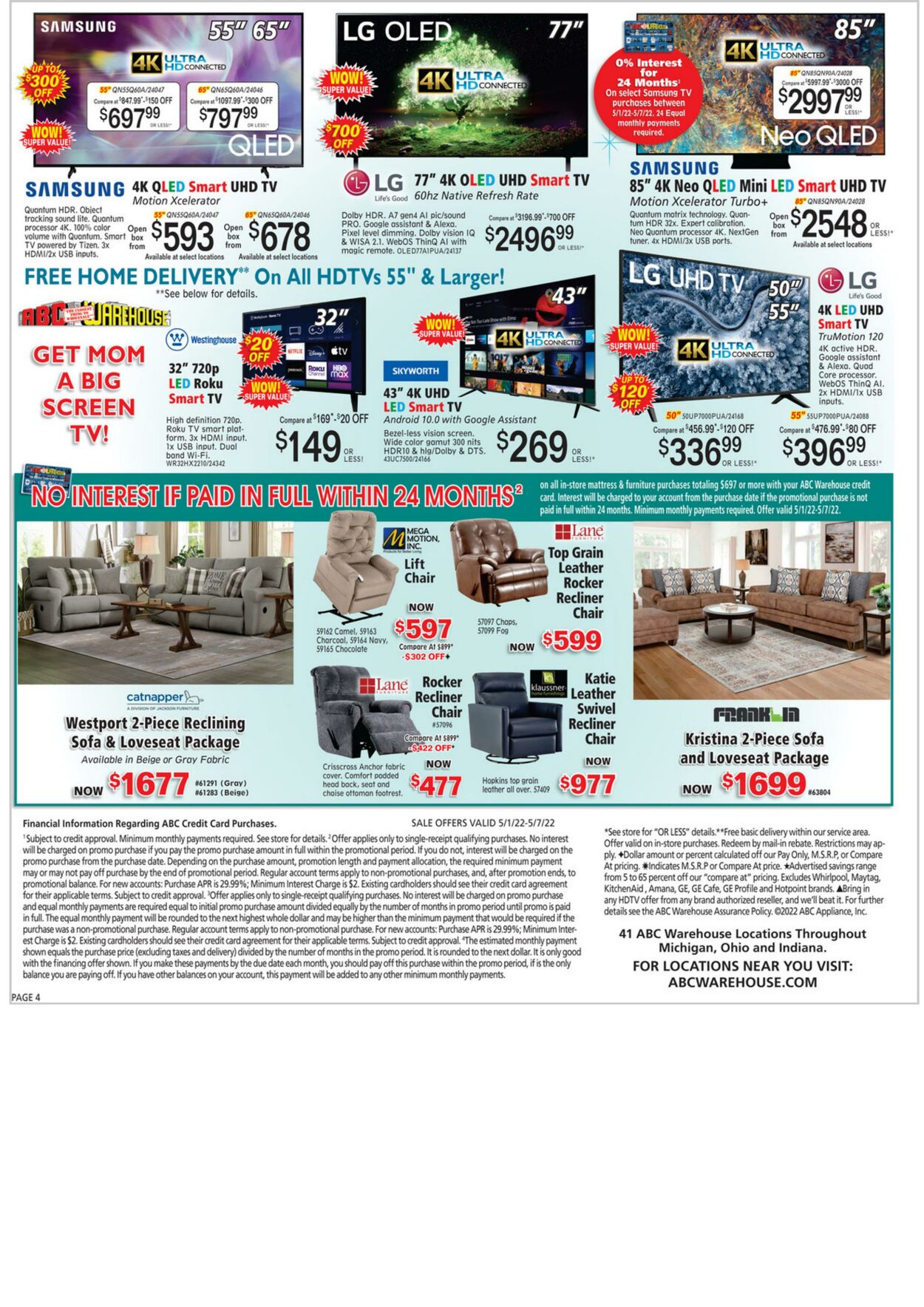 Weekly ad ABC Warehouse 05/01/2022 - 05/07/2022