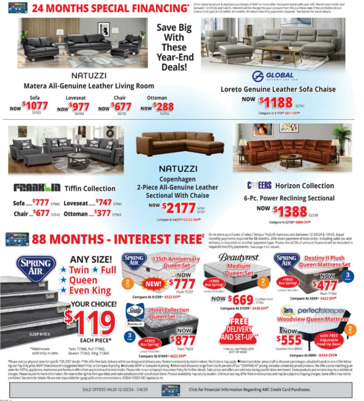 Weekly ad ABC Warehouse 12/29/2024 - 01/04/2025