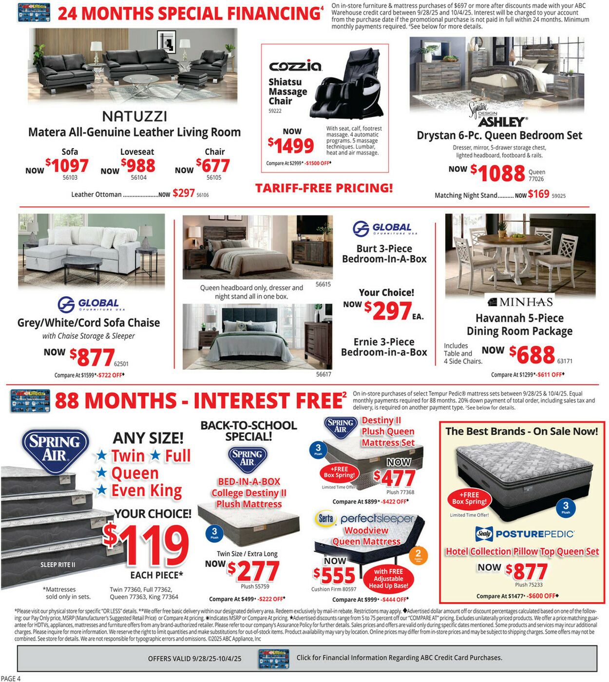 Weekly ad ABC Warehouse 09/28/2025 - 10/04/2025