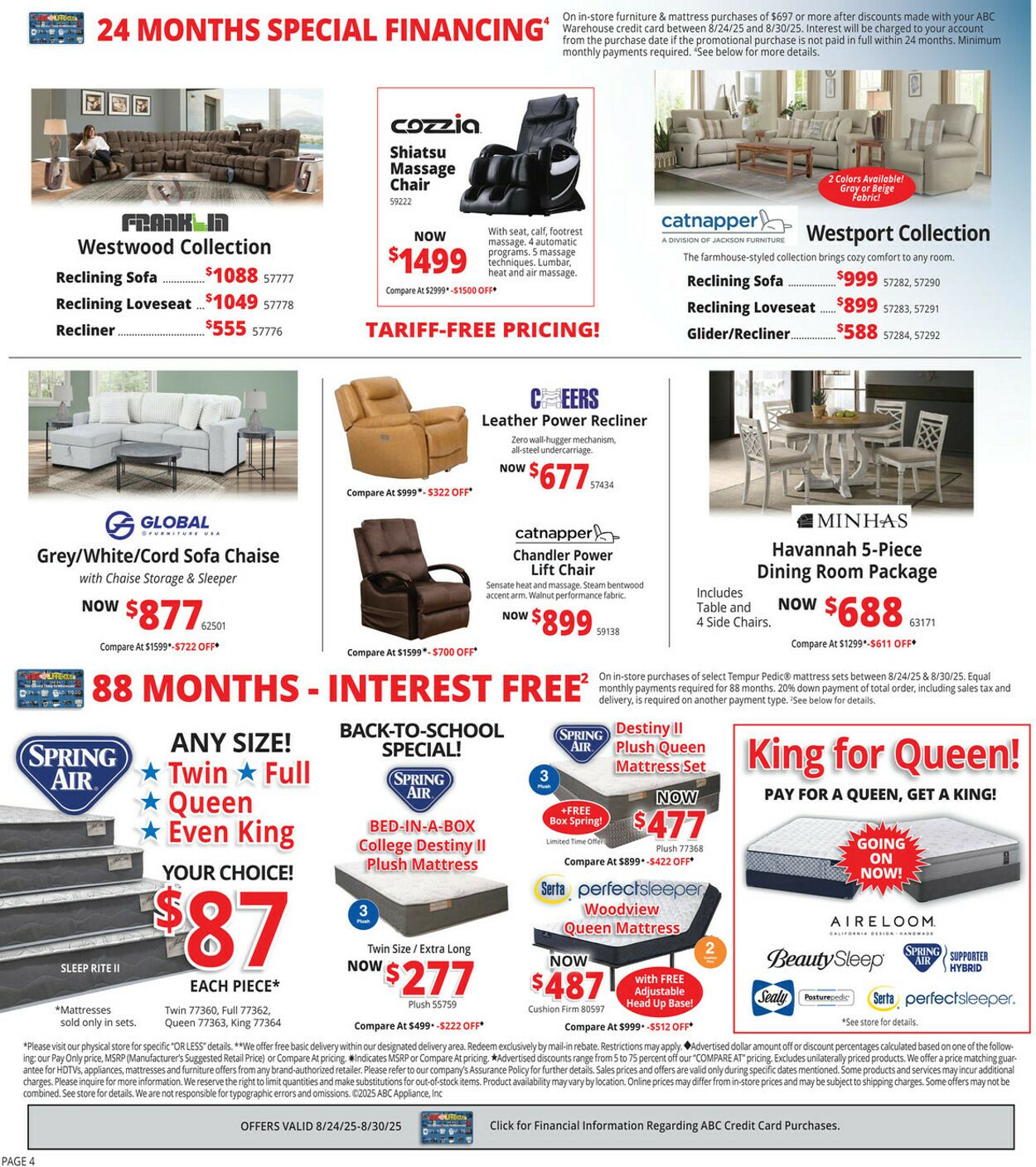Weekly ad ABC Warehouse 08/24/2025 - 08/30/2025