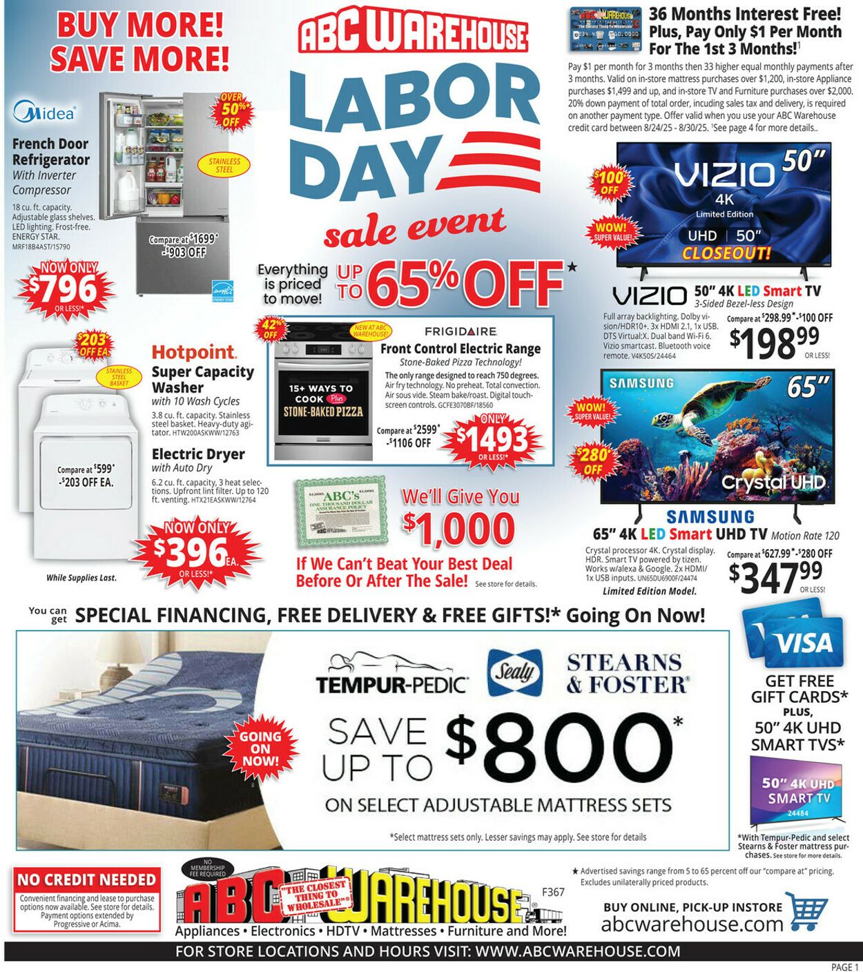 Weekly ad ABC Warehouse 08/24/2025 - 08/30/2025