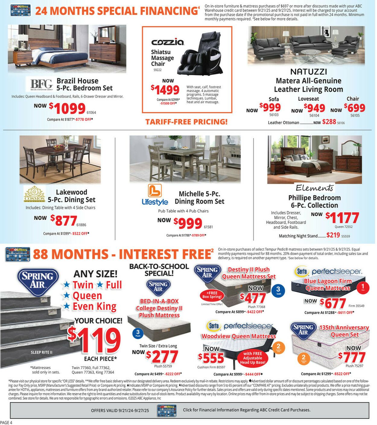 Weekly ad ABC Warehouse 09/21/2025 - 09/27/2025