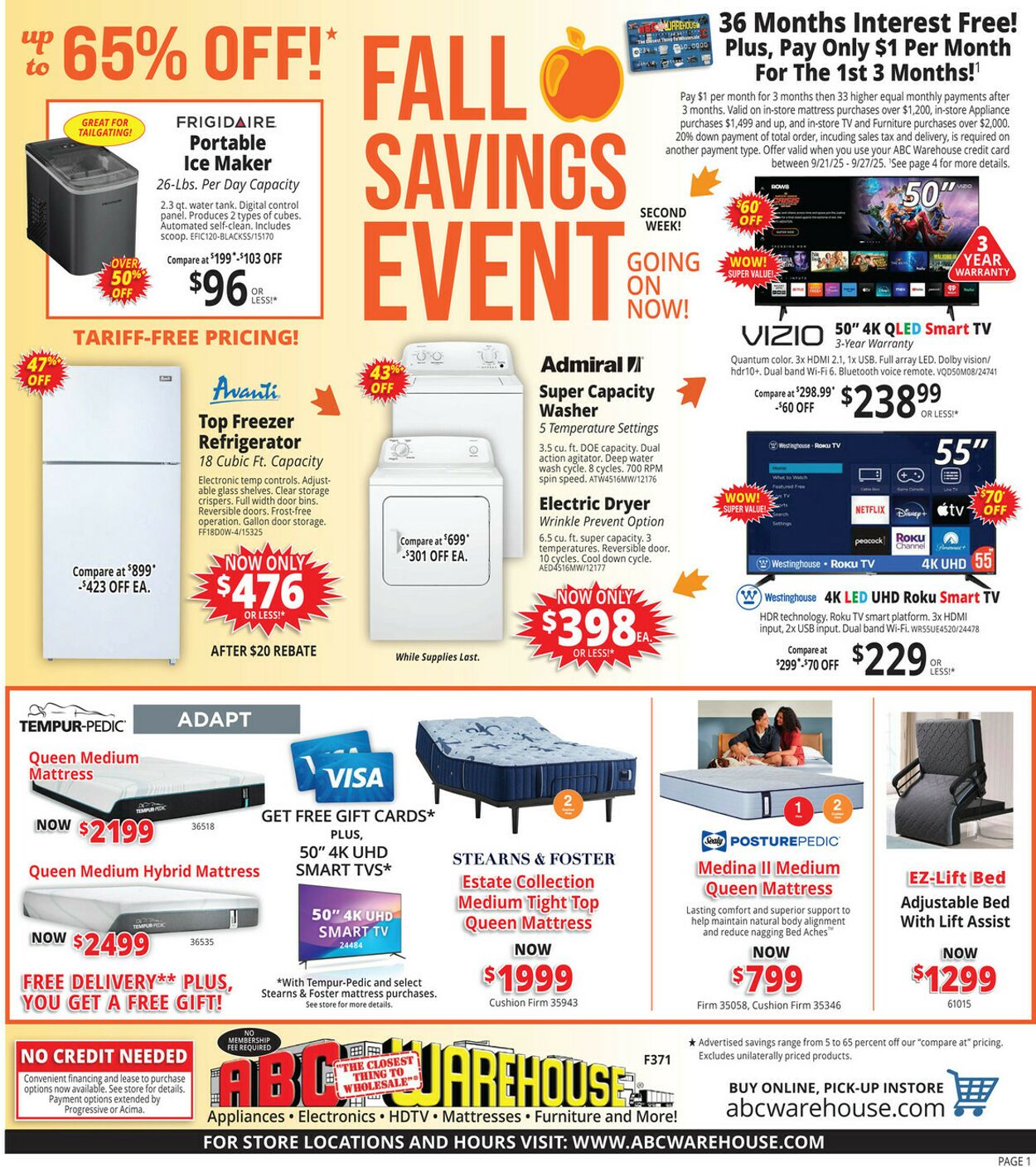 Weekly ad ABC Warehouse 09/21/2025 - 09/27/2025