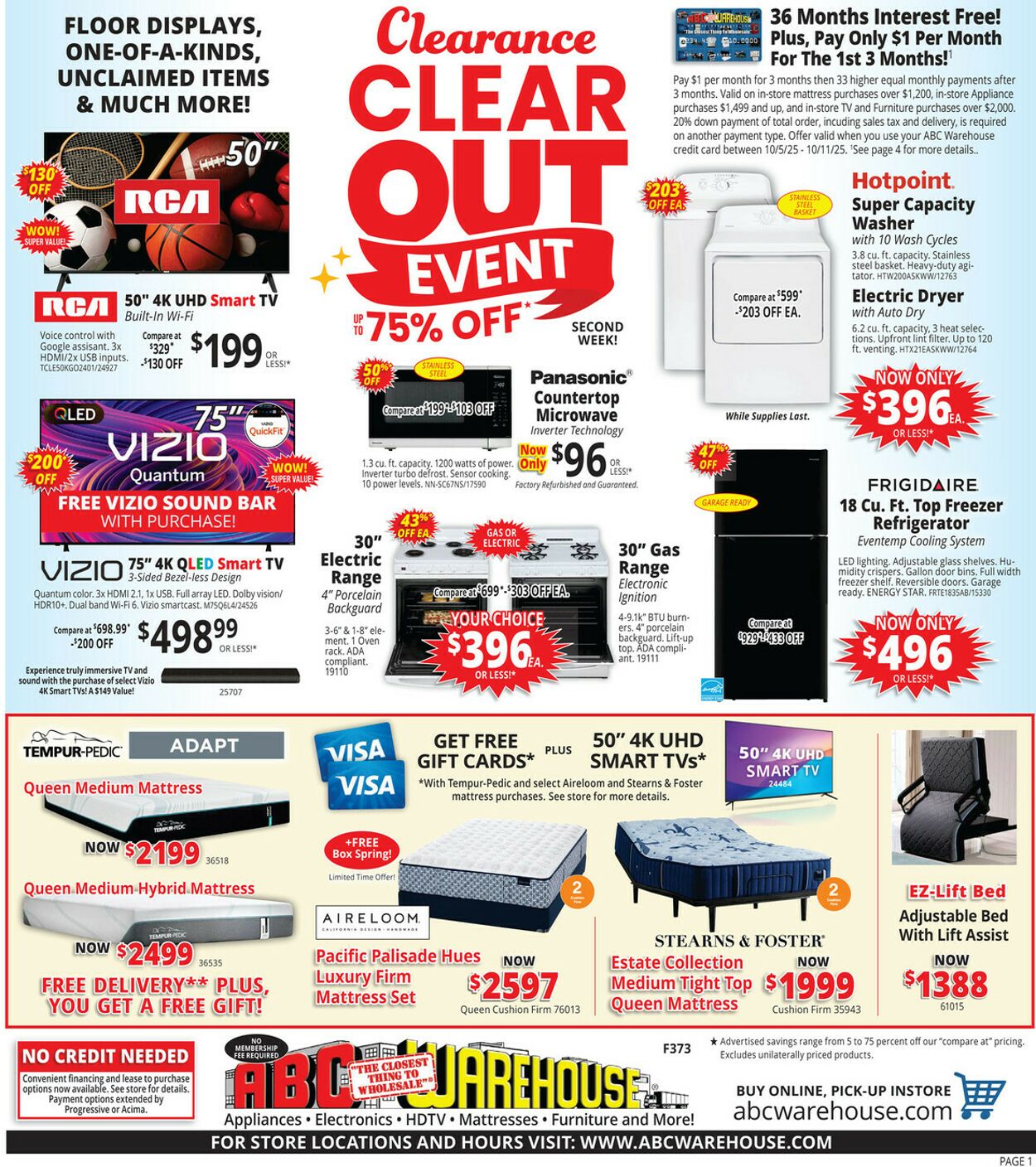 Weekly ad ABC Warehouse 10/05/2025 - 10/11/2025