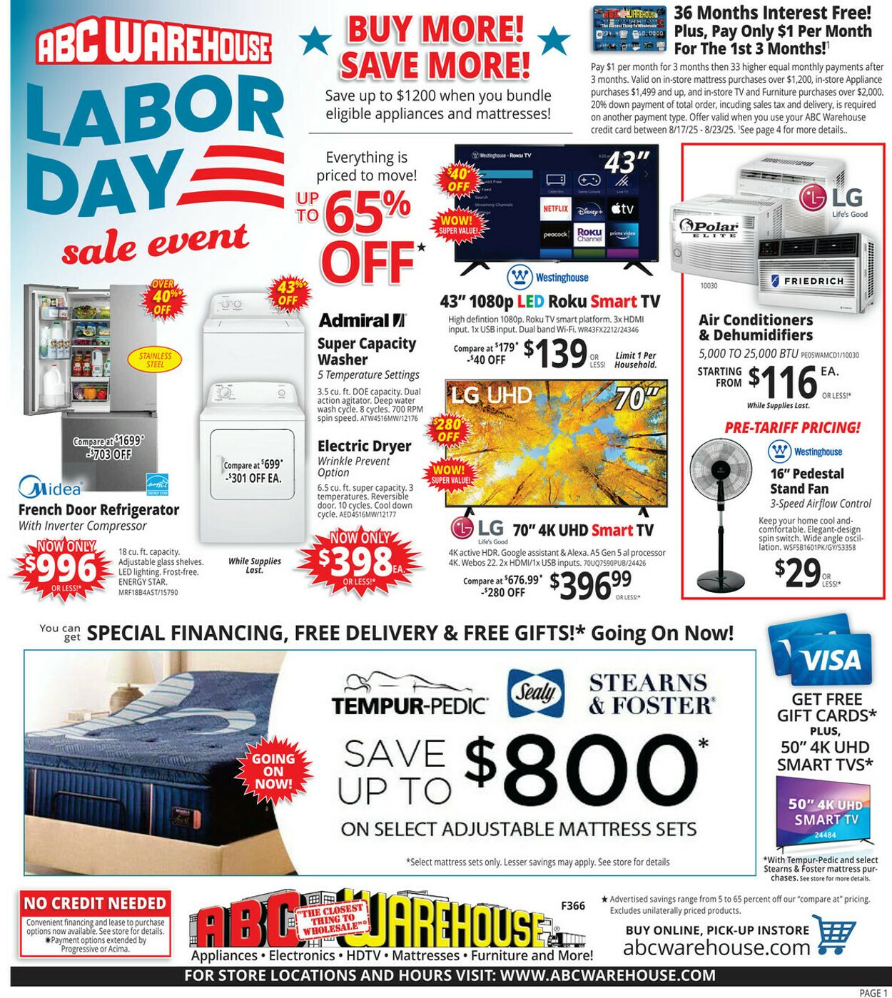 Weekly ad ABC Warehouse 08/17/2025 - 08/23/2025