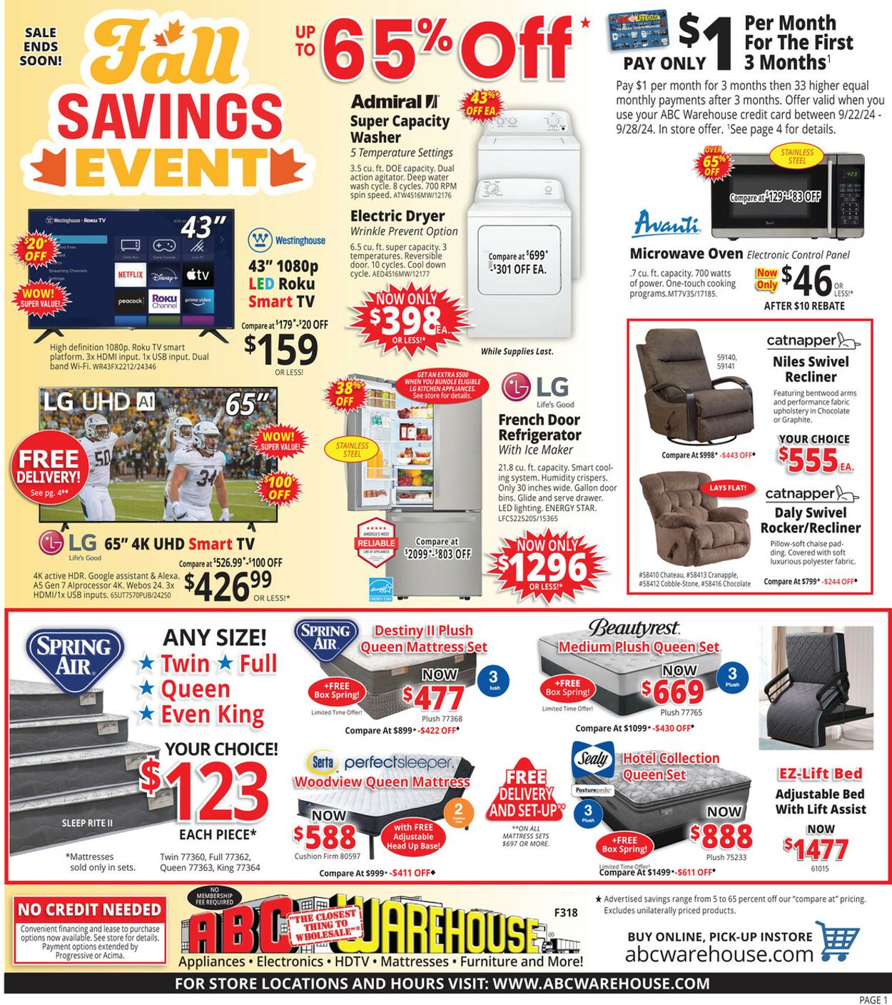 ABC Warehouse Promotional weekly ads