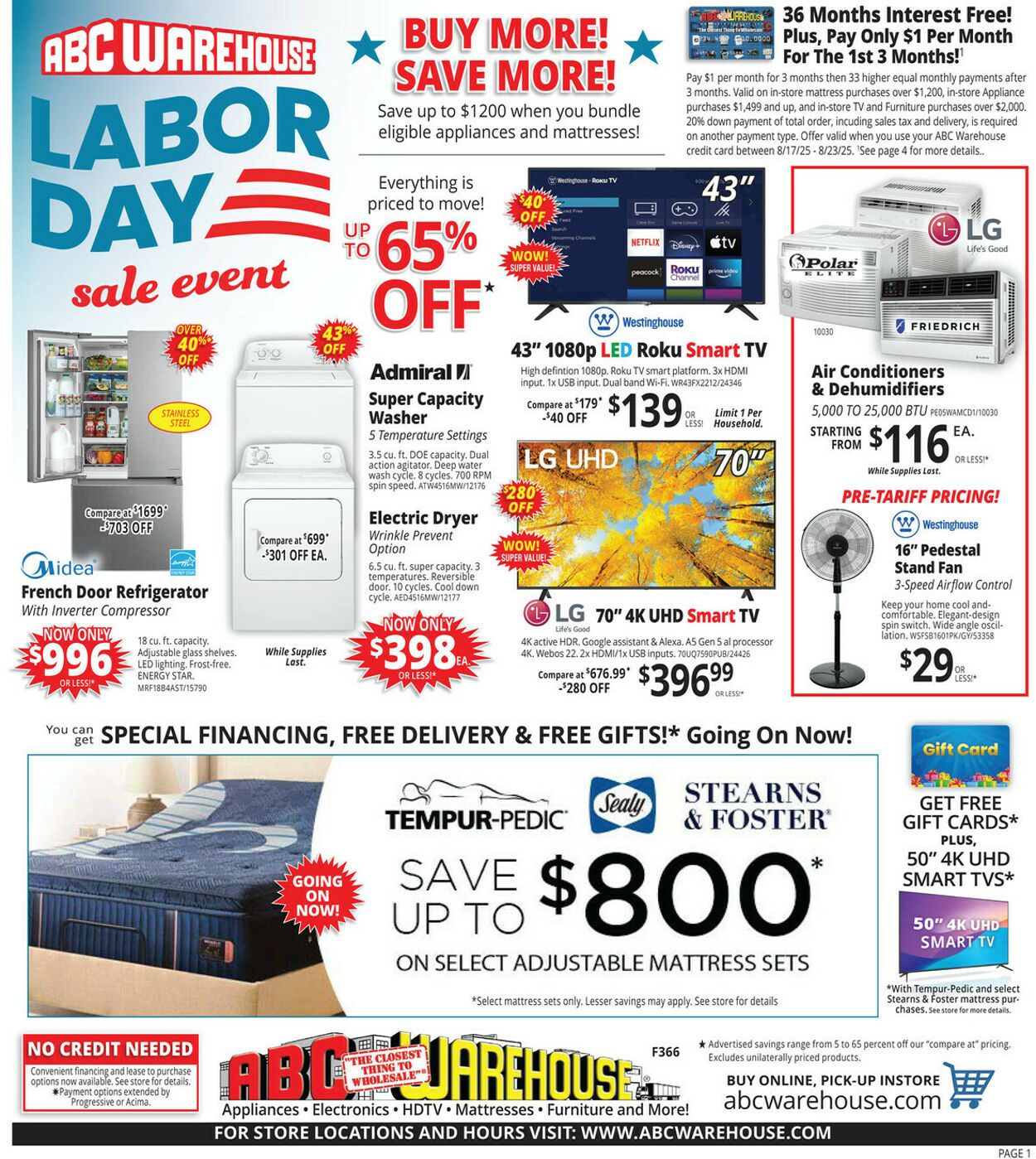 Weekly ad ABC Warehouse 08/17/2025 - 08/23/2025