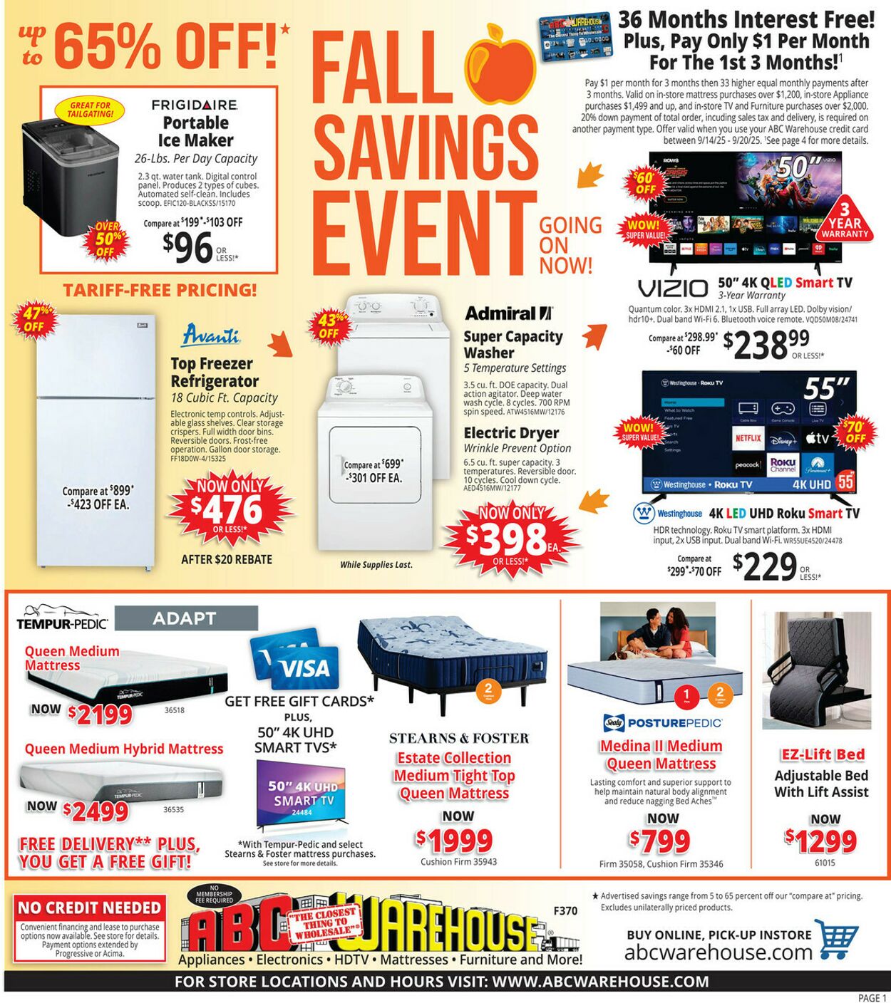 Weekly ad ABC Warehouse 09/14/2025 - 09/20/2025