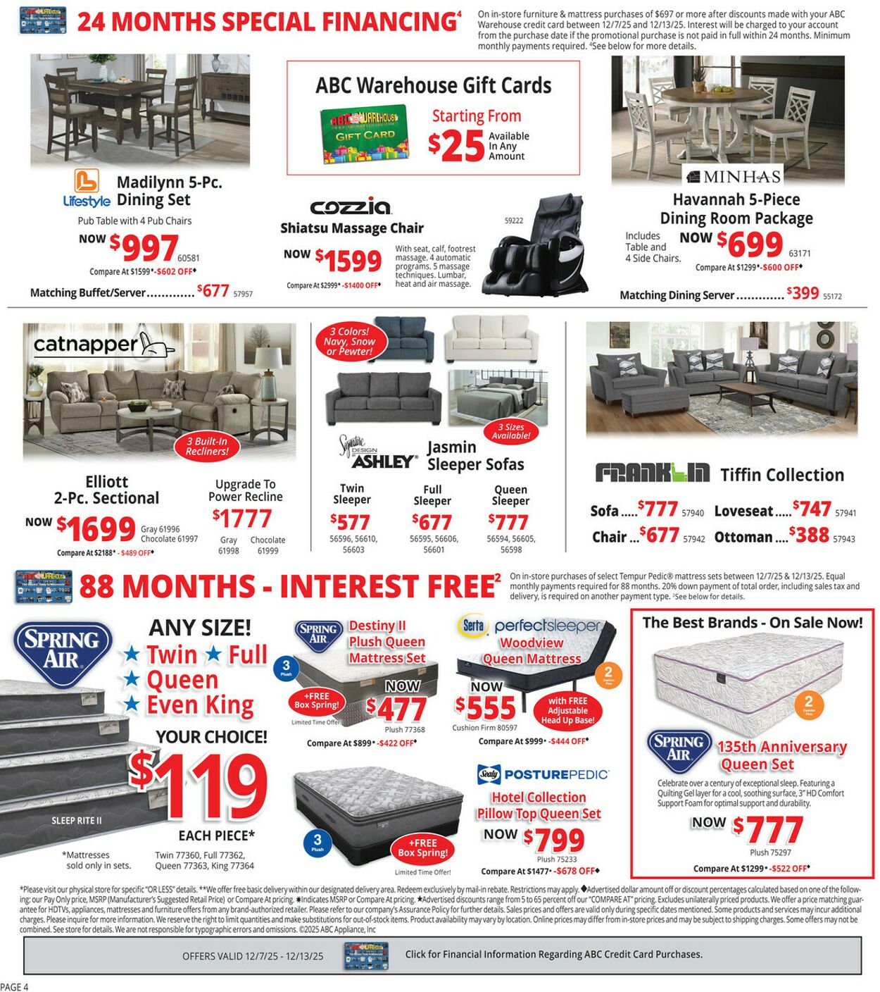 Weekly ad ABC Warehouse 12/07/2025 - 12/13/2025