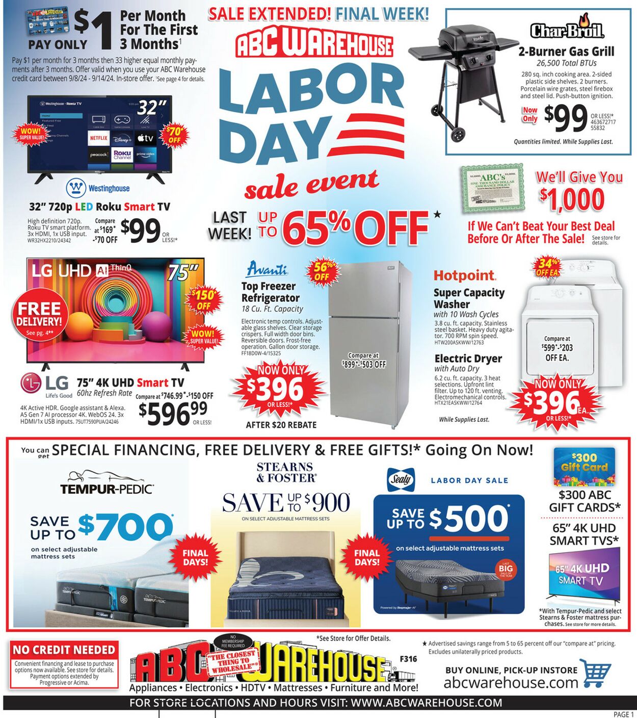 ABC Warehouse Promotional weekly ads