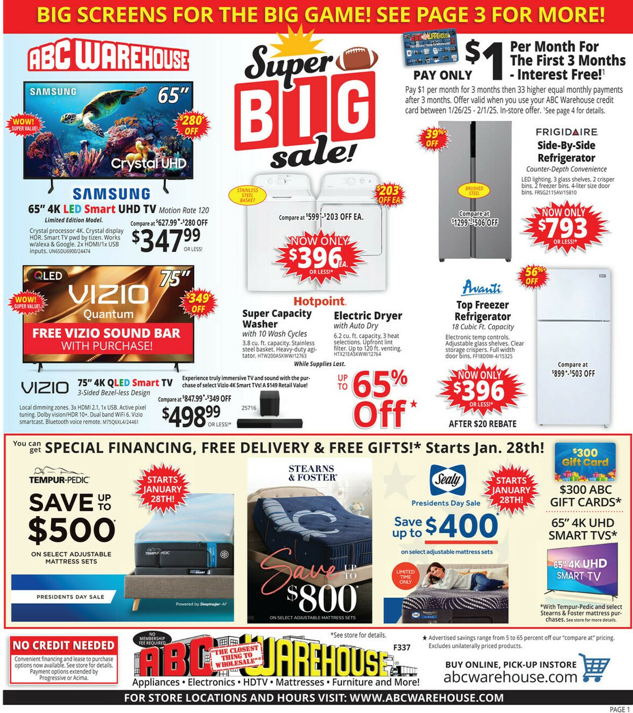 ABC Warehouse Promotional weekly ads