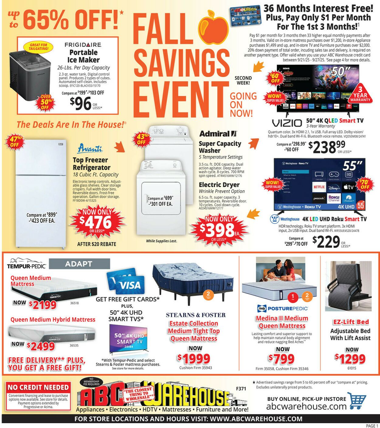 Weekly ad ABC Warehouse 09/21/2025 - 09/27/2025