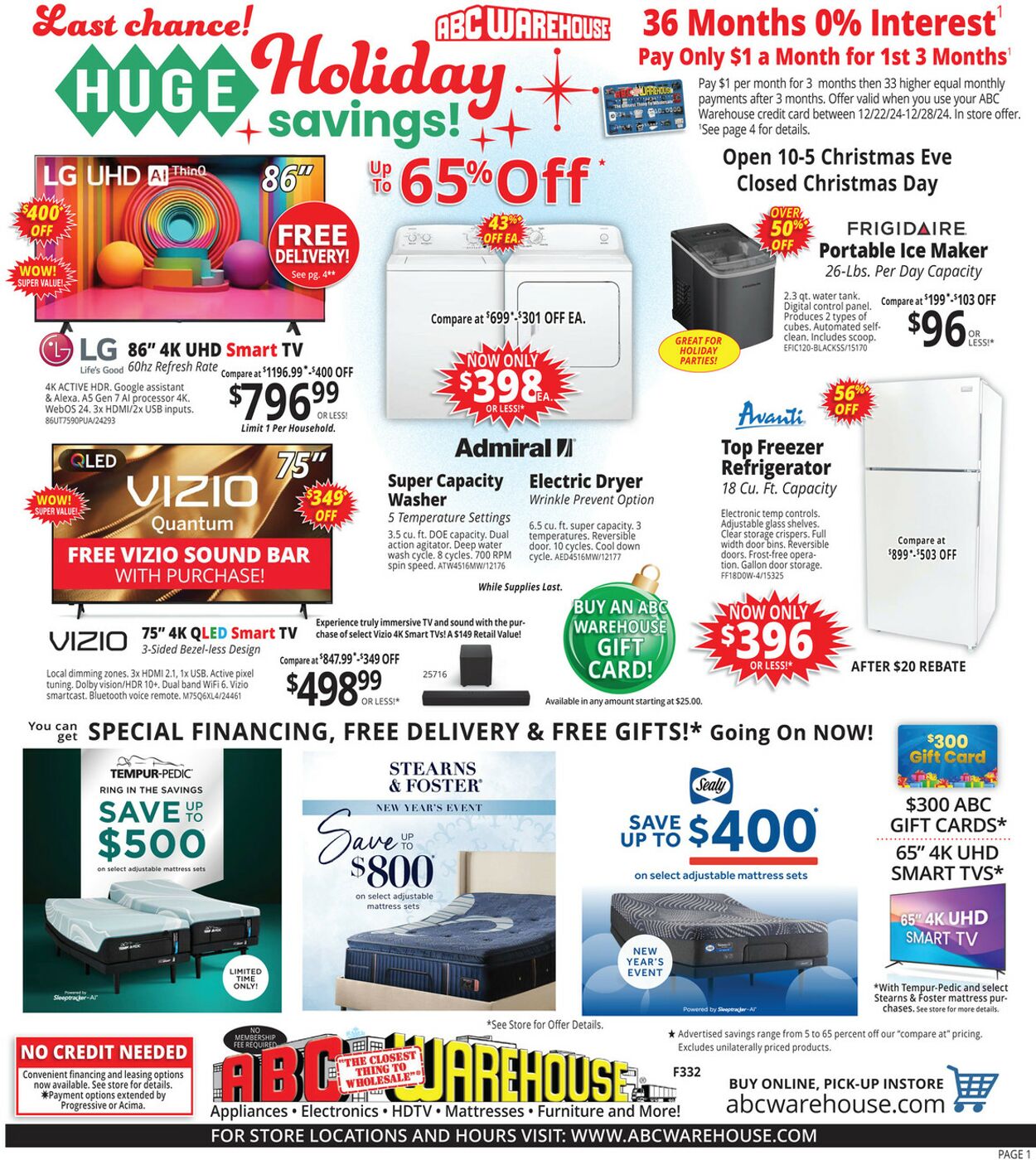 ABC Warehouse Promotional weekly ads