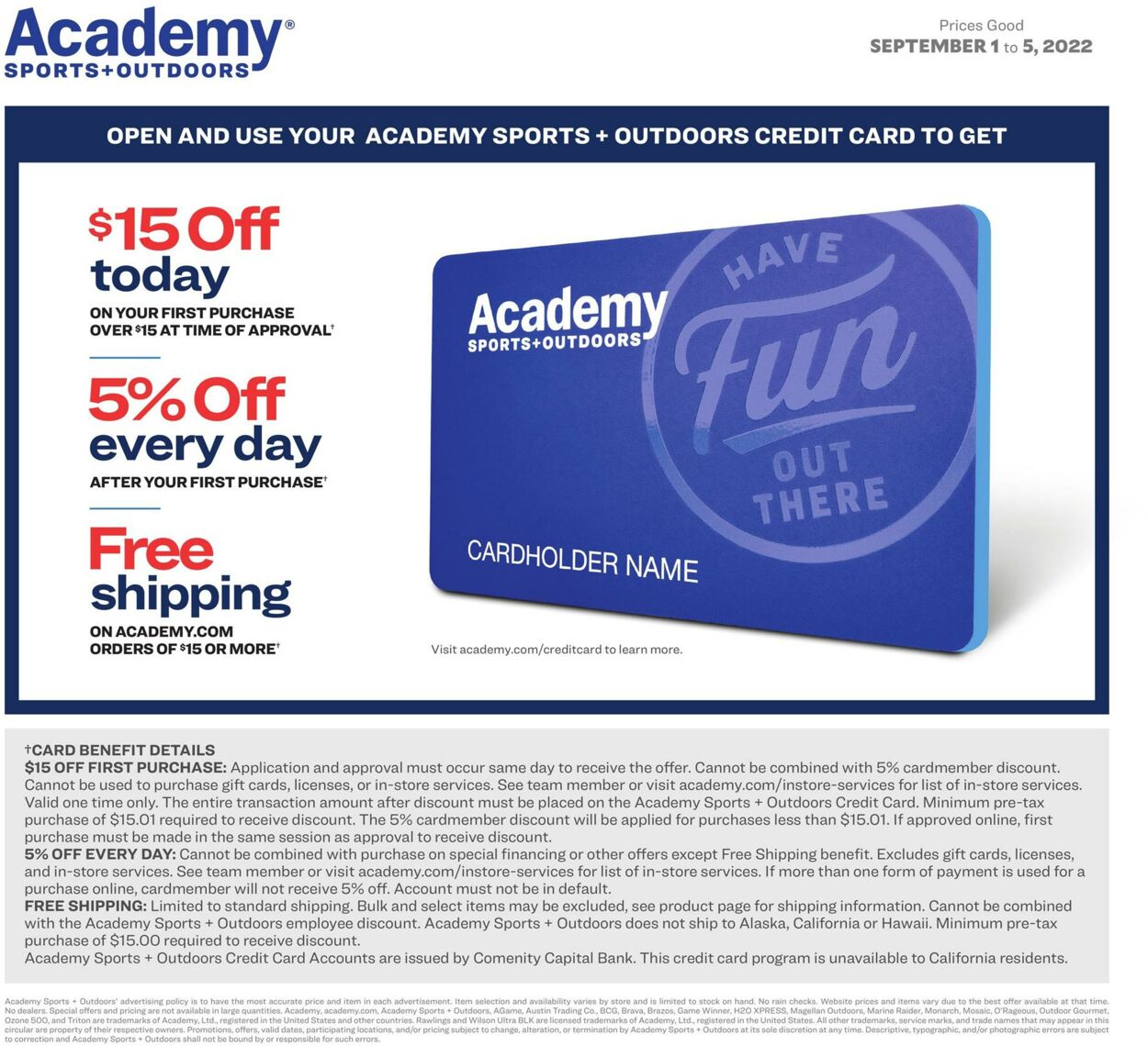 Weekly ad Academy Sports 09/01/2022 - 09/05/2022