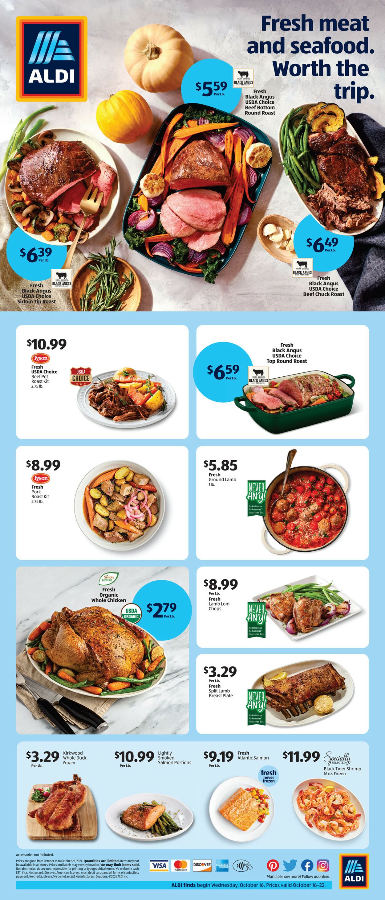 Weekly ad Aldi - Seasonal Fresh Meat and Fish - New York, NY Oct 16, 2024 - Oct 22, 2024