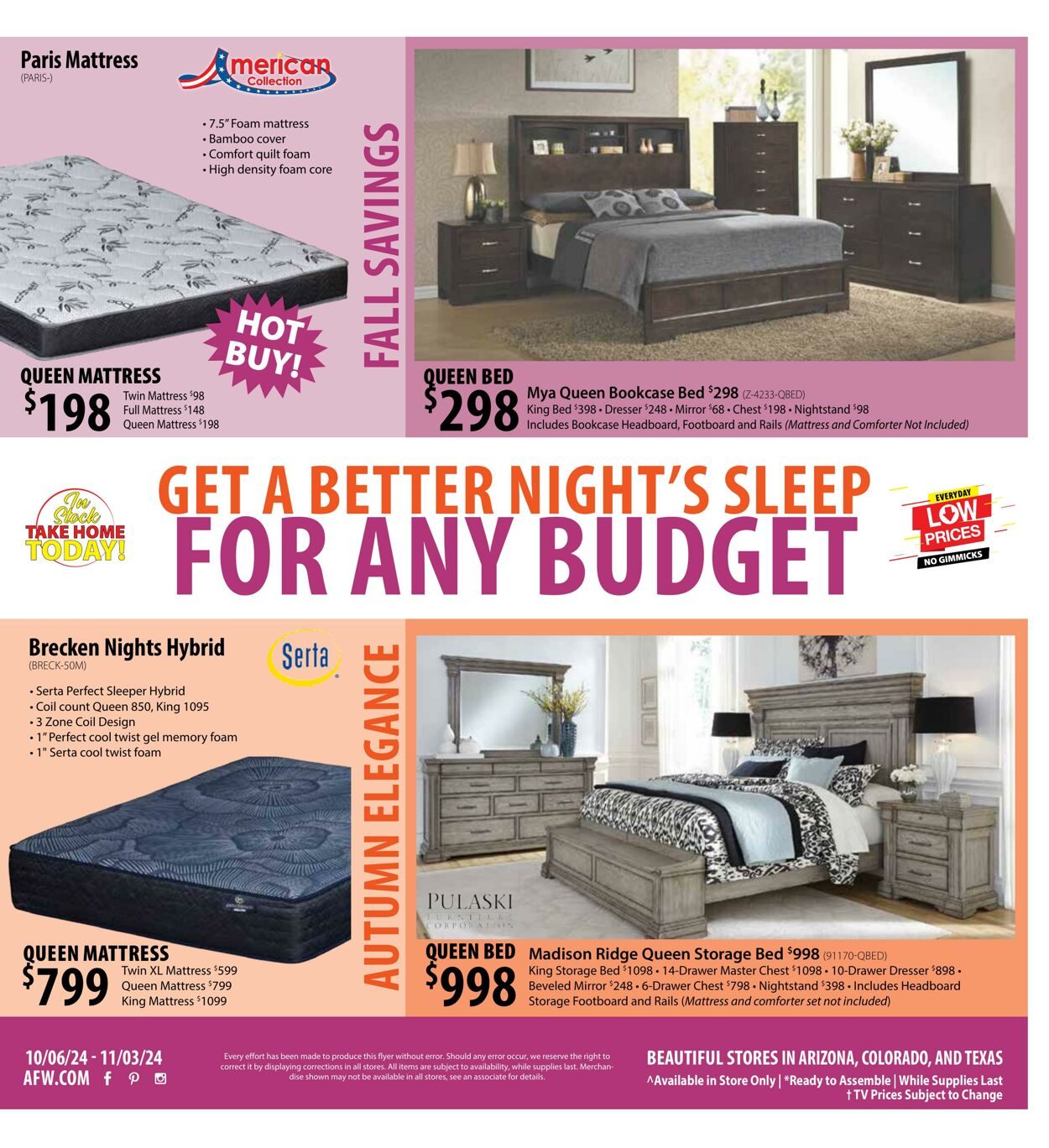 Weekly ad American Furniture Warehouse 10/06/2024 - 11/03/2024