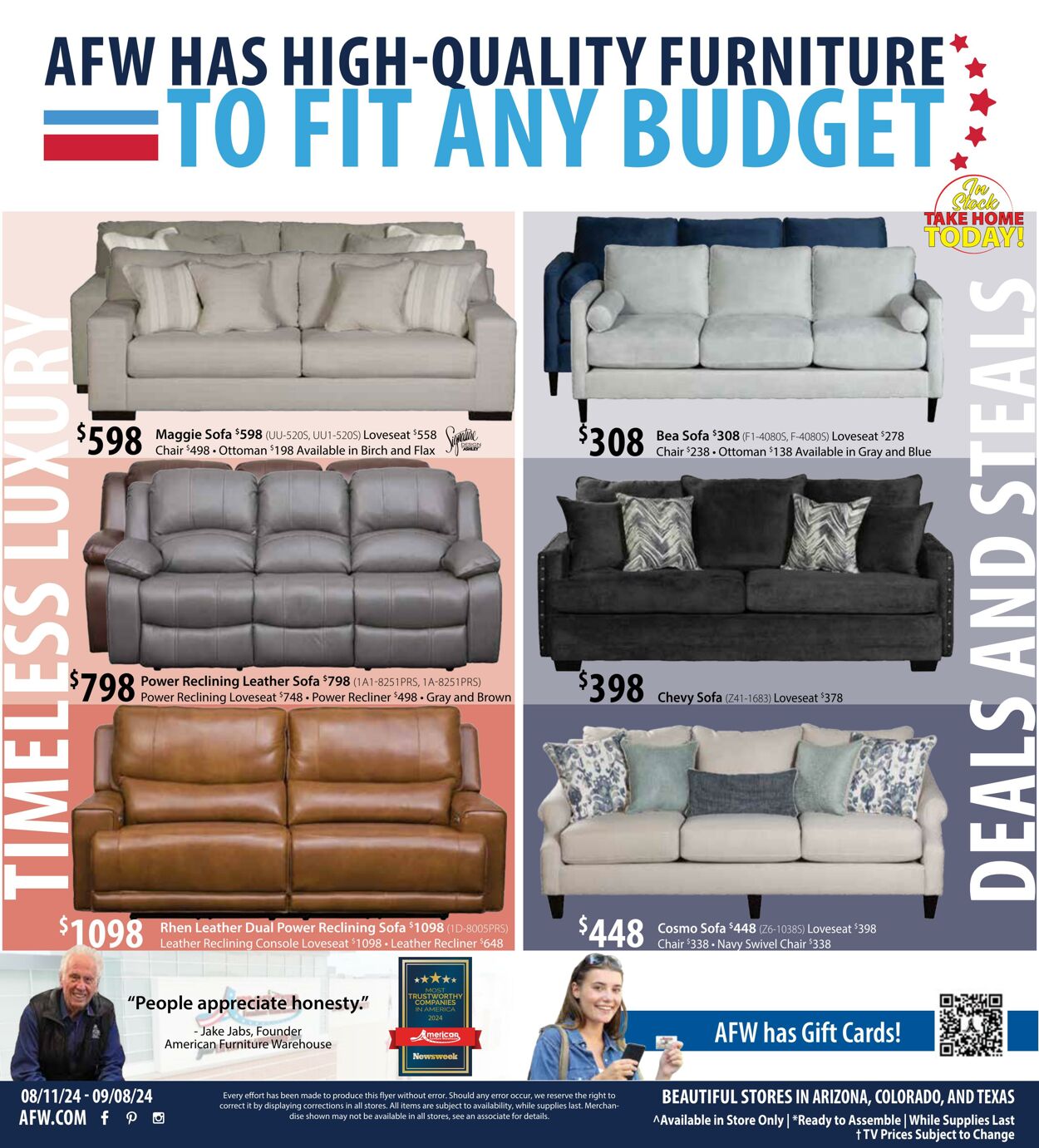 Weekly ad American Furniture Warehouse 08/11/2024 - 09/08/2024