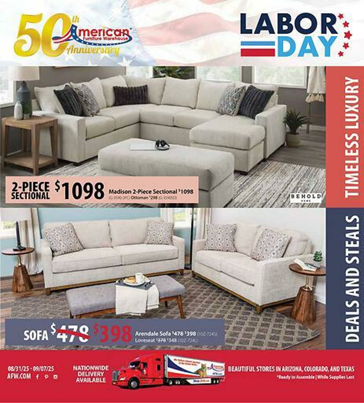 Weekly ad American Furniture Warehouse 09/01/2025 - 09/15/2025