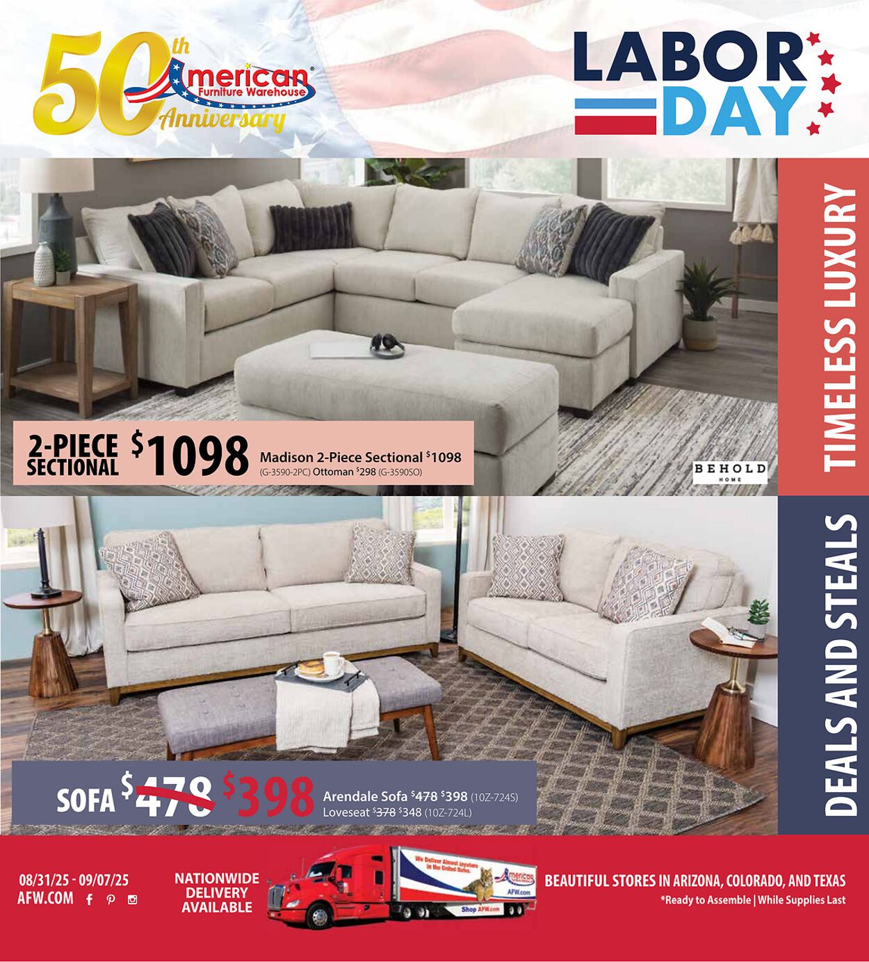 Weekly ad American Furniture Warehouse 09/01/2025 - 09/15/2025