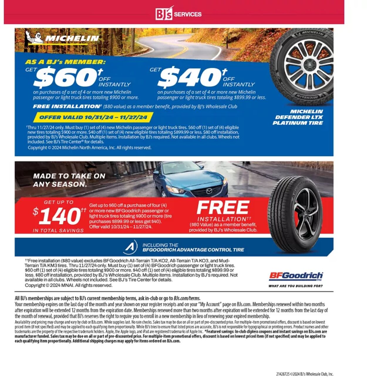 Weekly ad BJ's 11/01/2024 - 11/27/2024