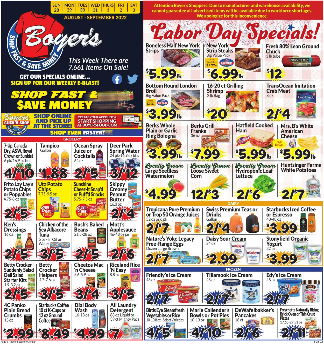 Weekly ad Boyer's 08/28/2022 - 09/03/2022