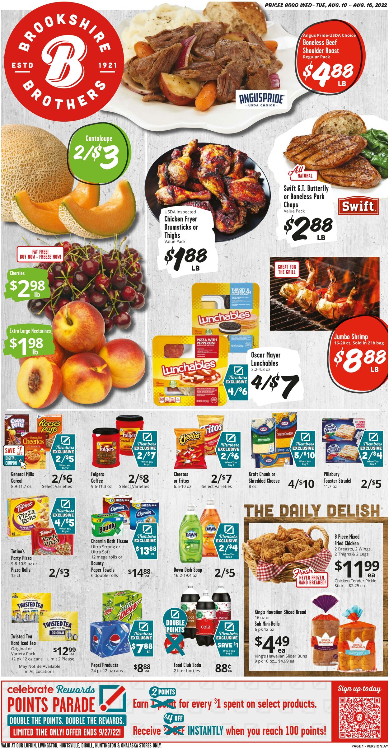 Weekly ad Brookshire Brothers 08/10/2022 - 08/16/2022