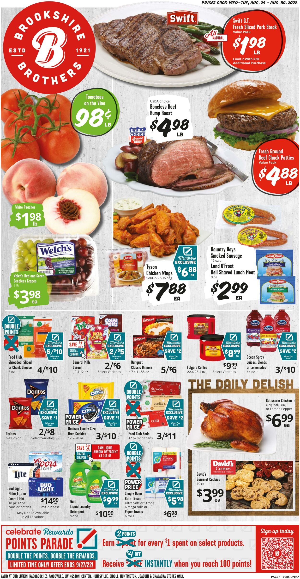 Weekly ad Brookshire Brothers 08/24/2022 - 08/30/2022