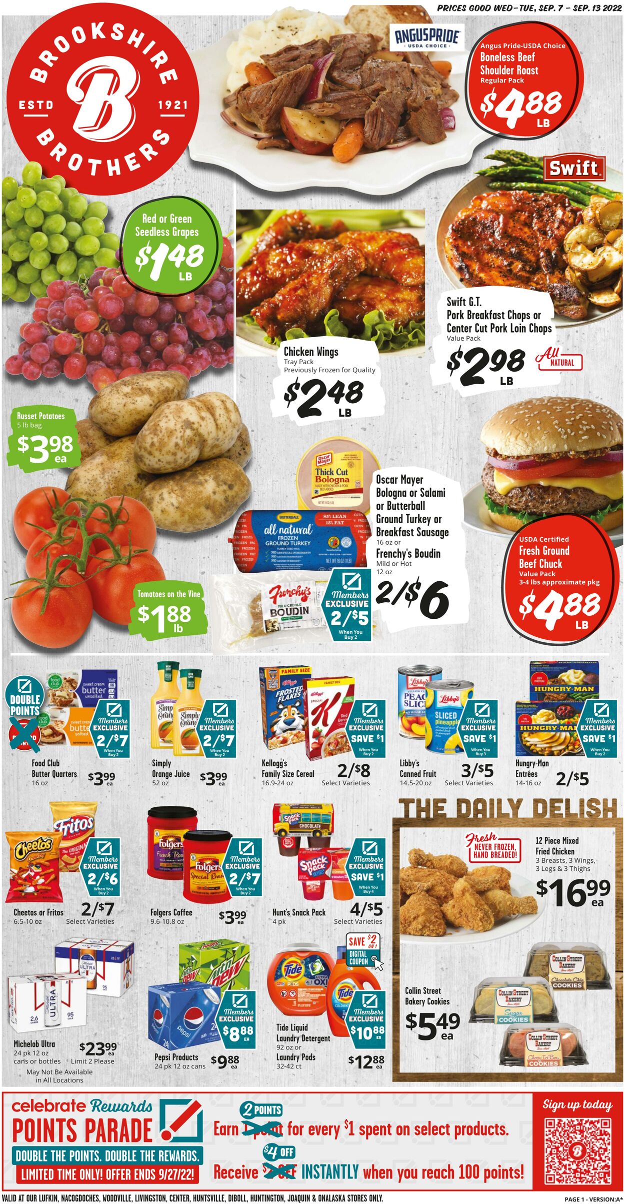 Weekly ad Brookshire Brothers 09/07/2022 - 09/13/2022
