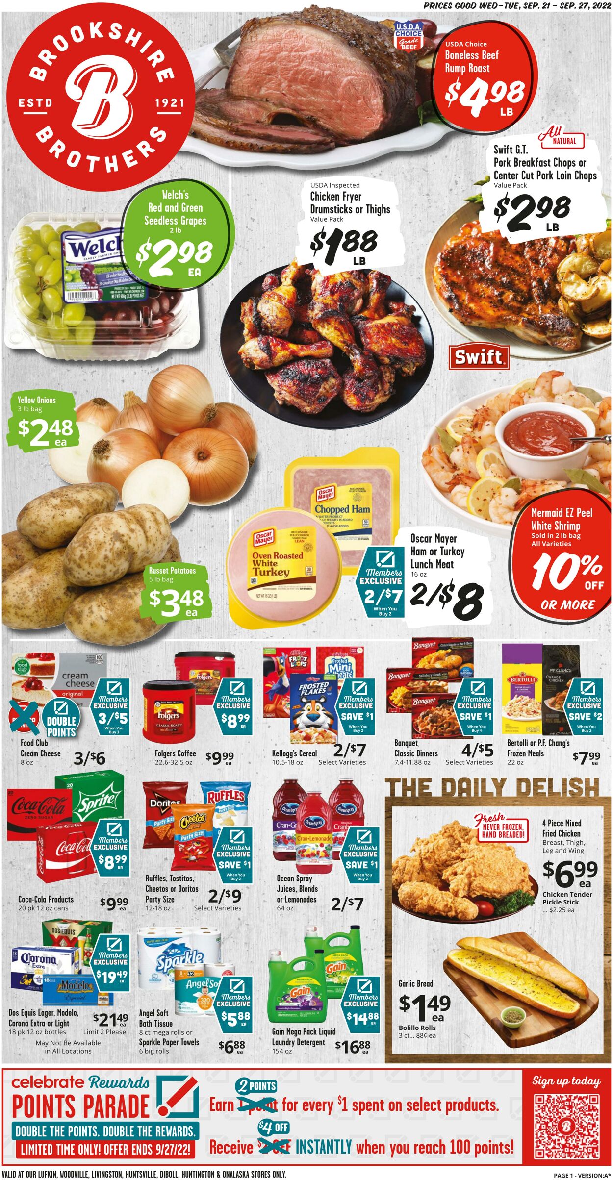 Weekly ad Brookshire Brothers 09/21/2022 - 09/27/2022
