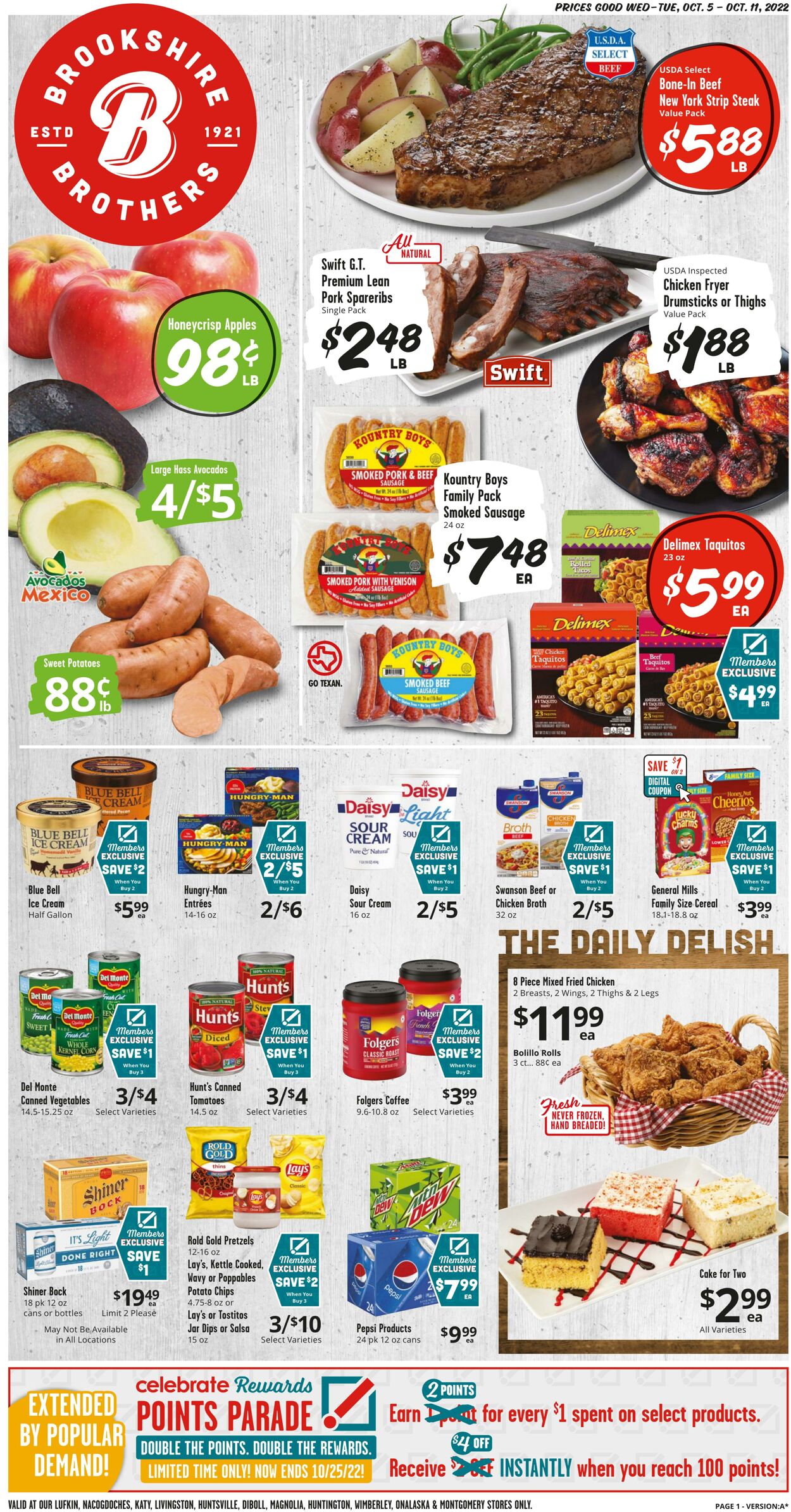 Weekly ad Brookshire Brothers 10/05/2022 - 10/11/2022