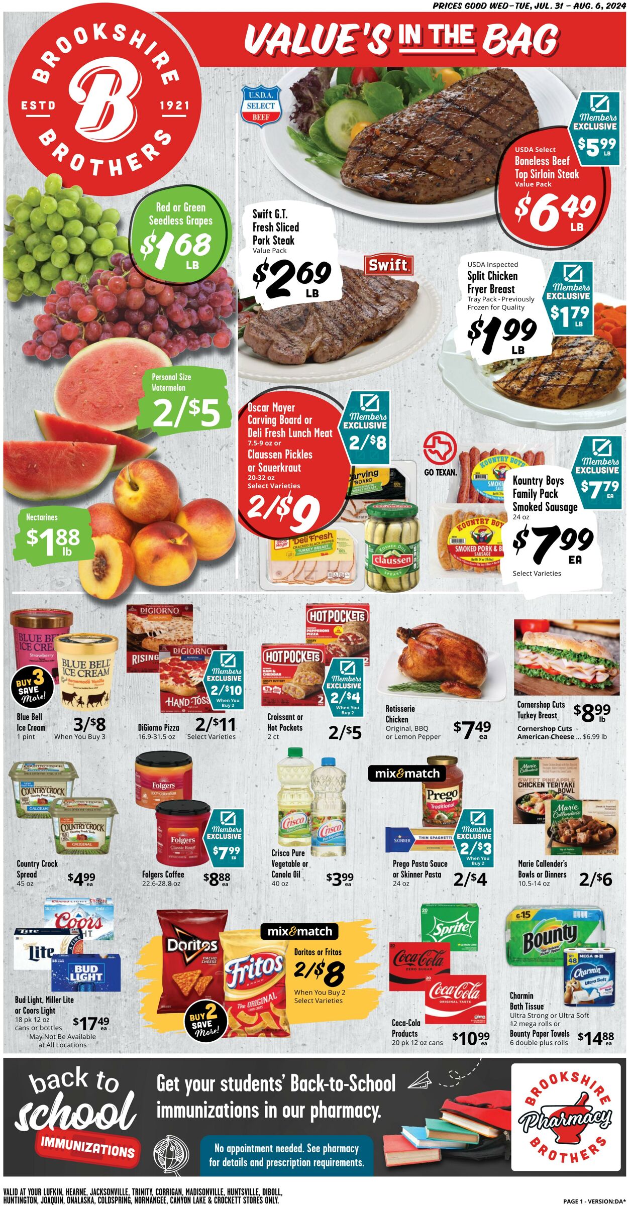 Weekly ad Brookshire Brothers 07/30/2024 - 08/07/2024