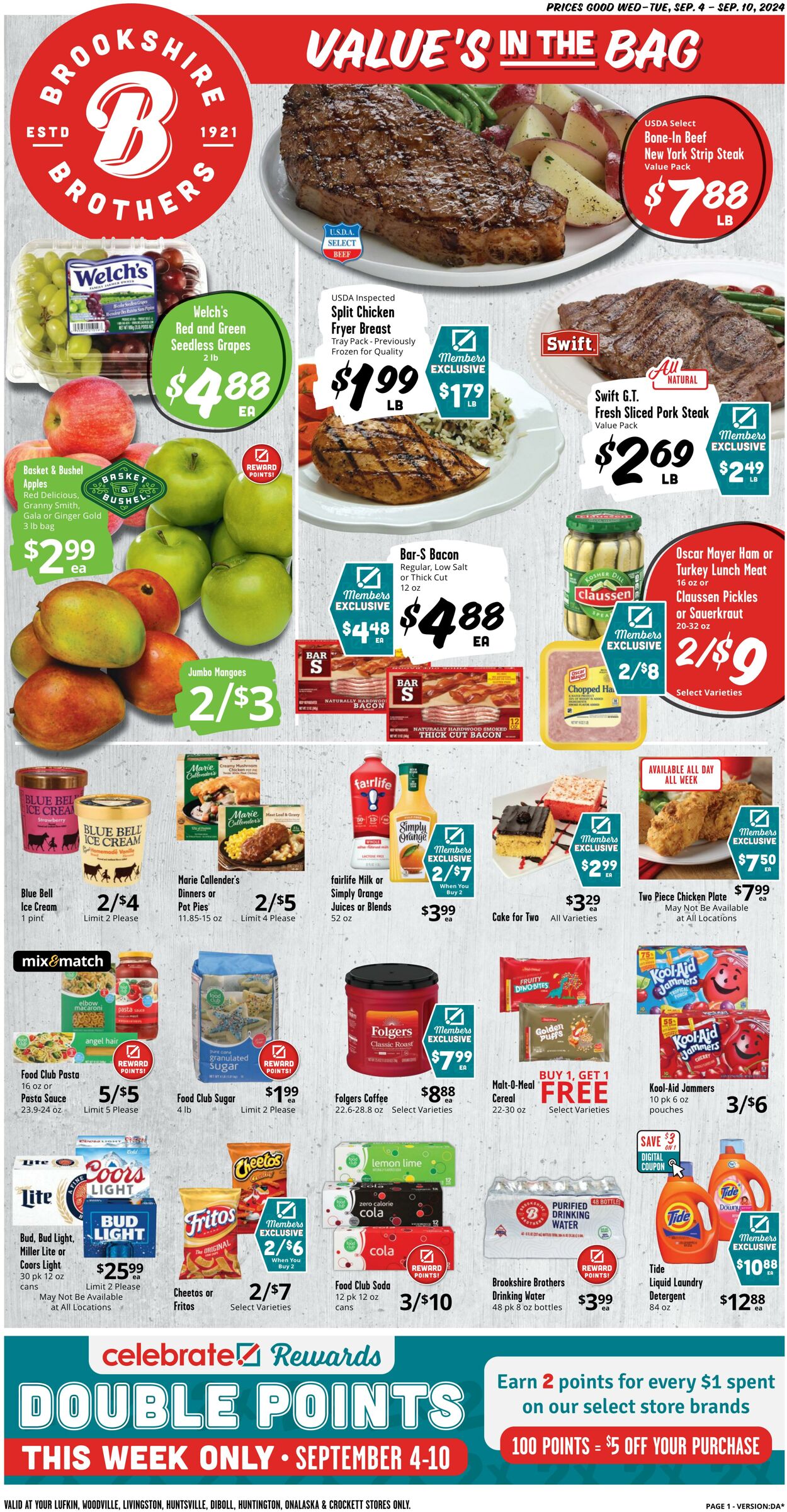 Weekly ad Brookshire Brothers 09/03/2024 - 09/11/2024