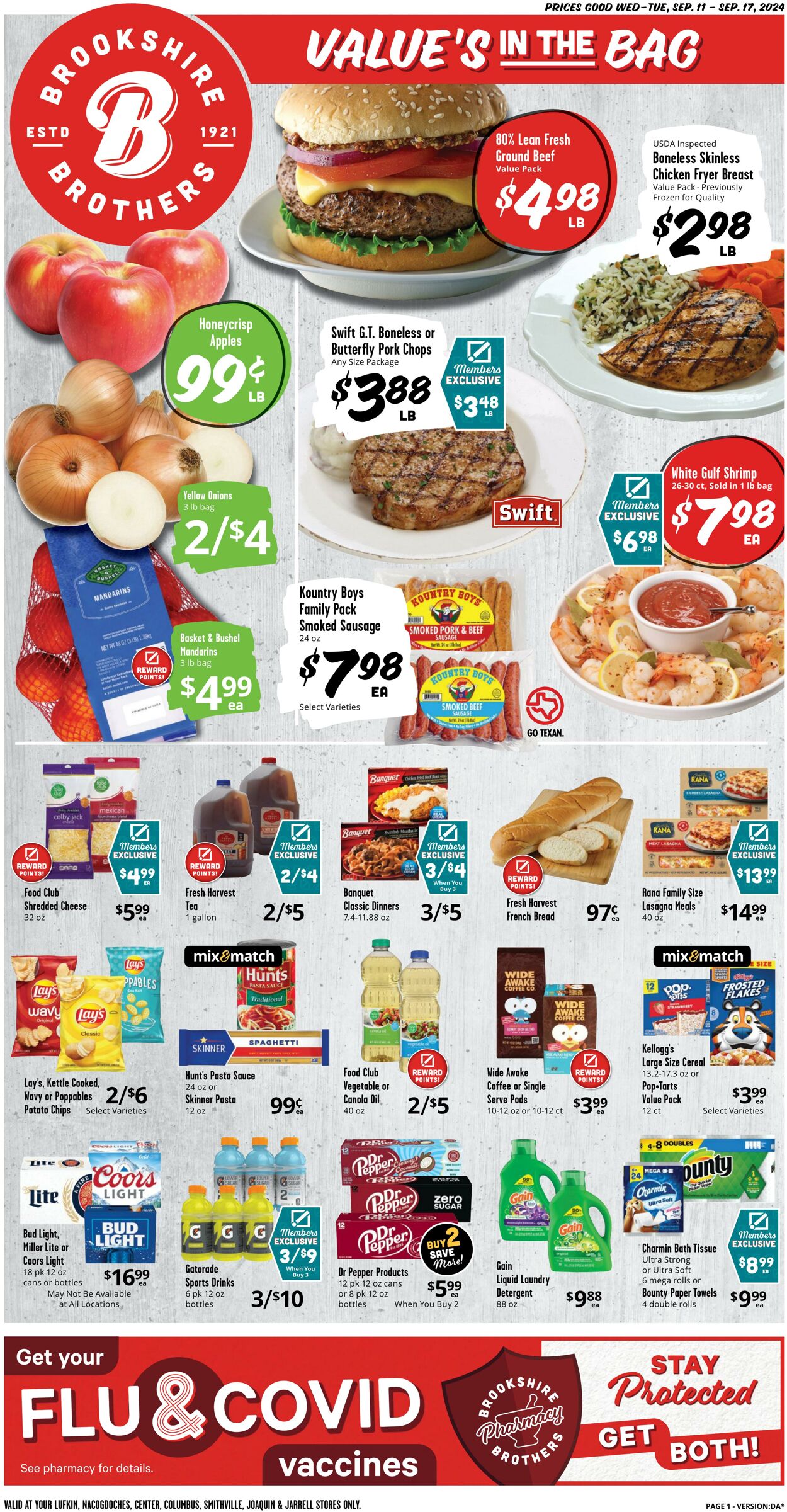 Weekly ad Brookshire Brothers 09/10/2024 - 09/18/2024