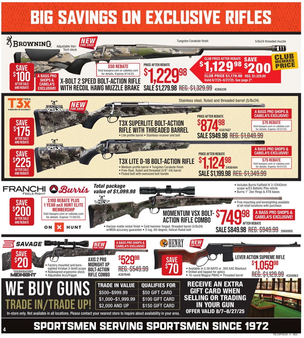 Weekly ad Cabela's 08/07/2025 - 08/27/2025