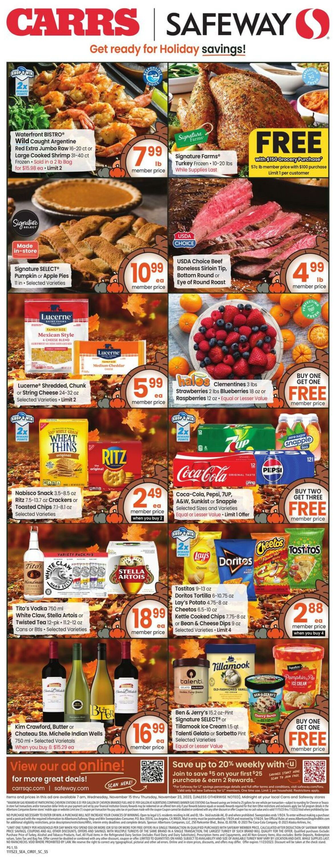 Weekly ad Carrs 11/15/2023 - 11/23/2023