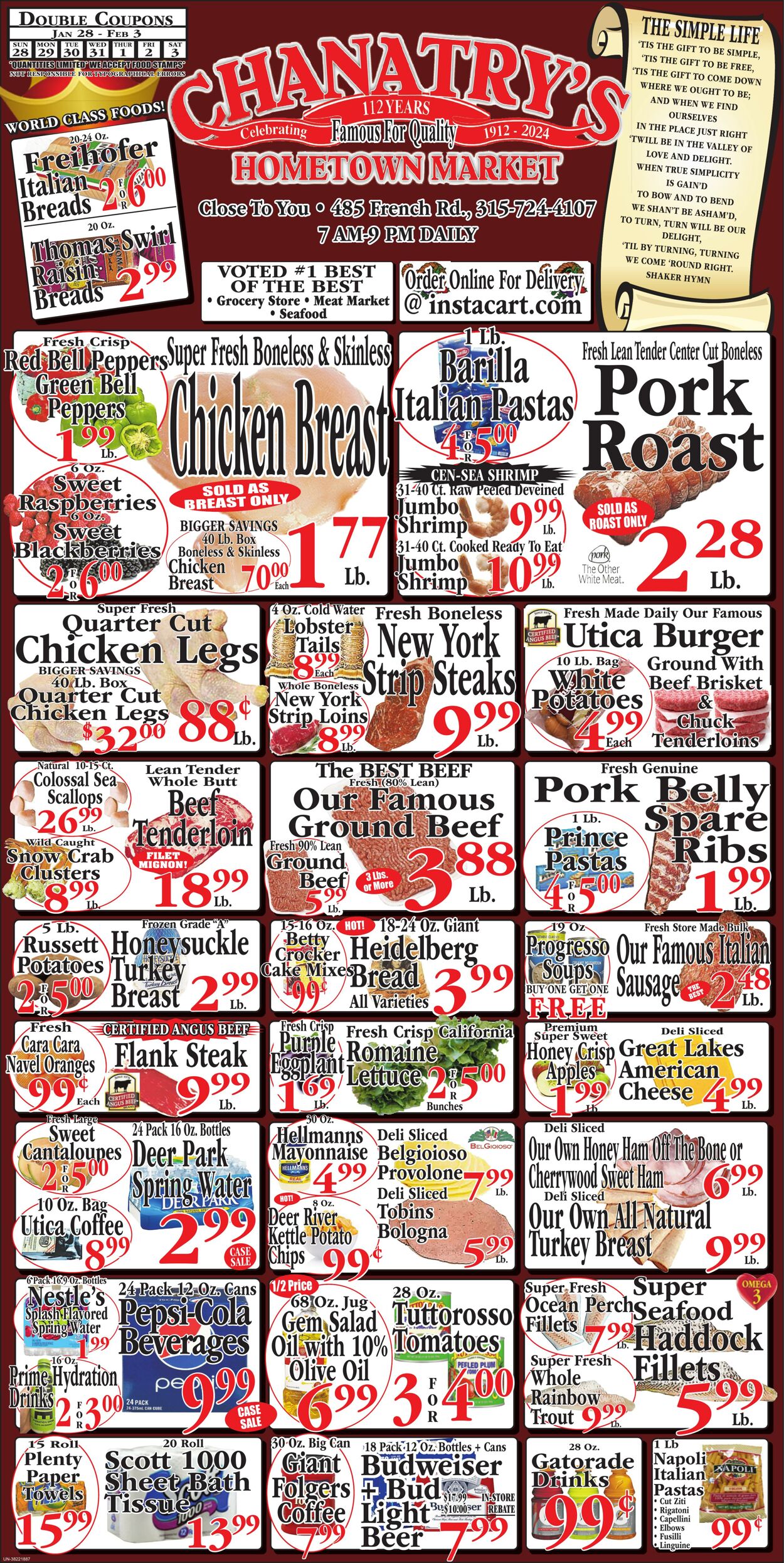 Weekly ad Chanatry's Hometown Market 01/28/2024 - 02/03/2024