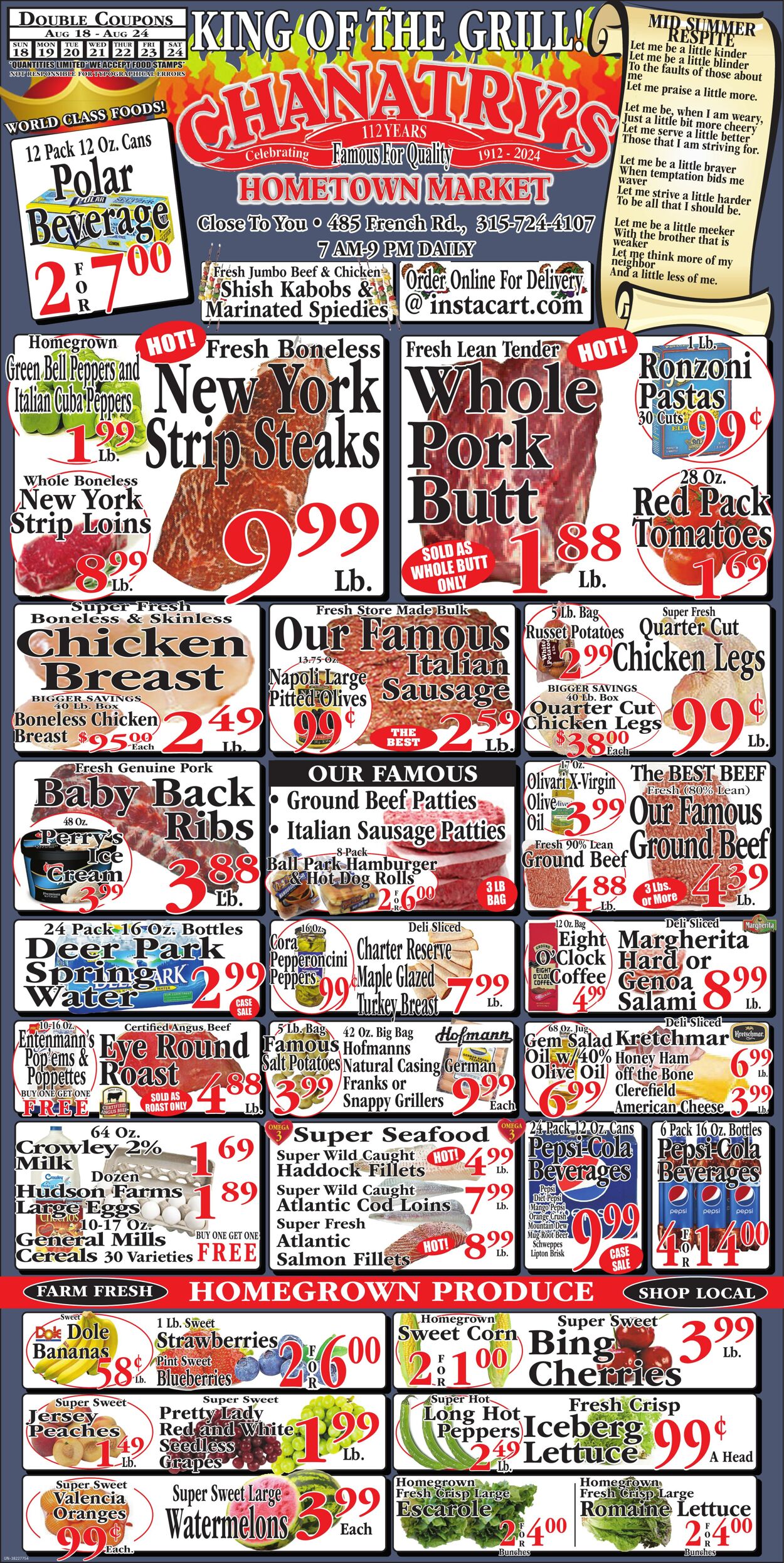 Weekly ad Chanatry's Hometown Market 08/18/2024 - 08/24/2024