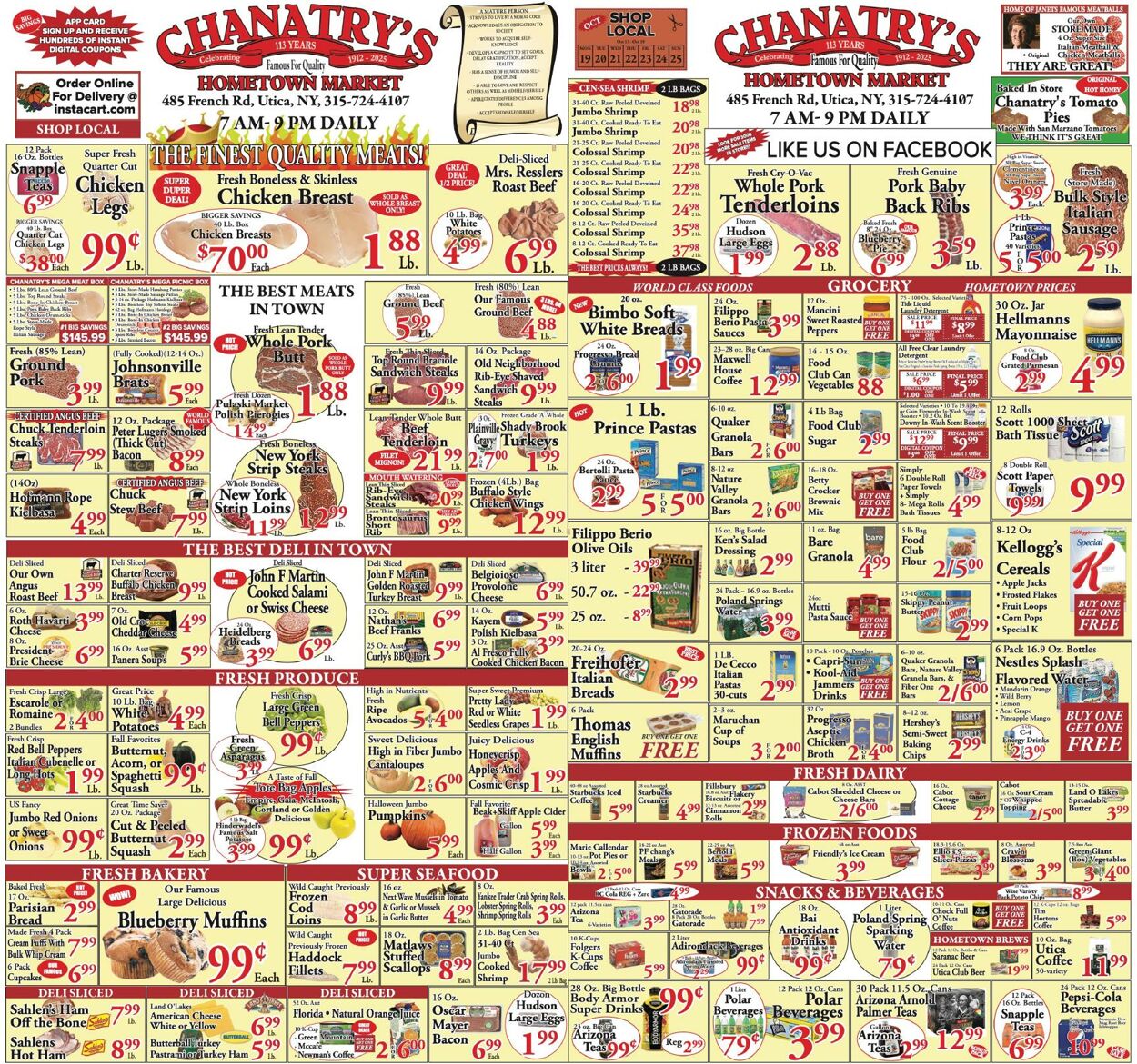 Weekly ad Chanatry's Hometown Market 10/18/2025 - 10/24/2025