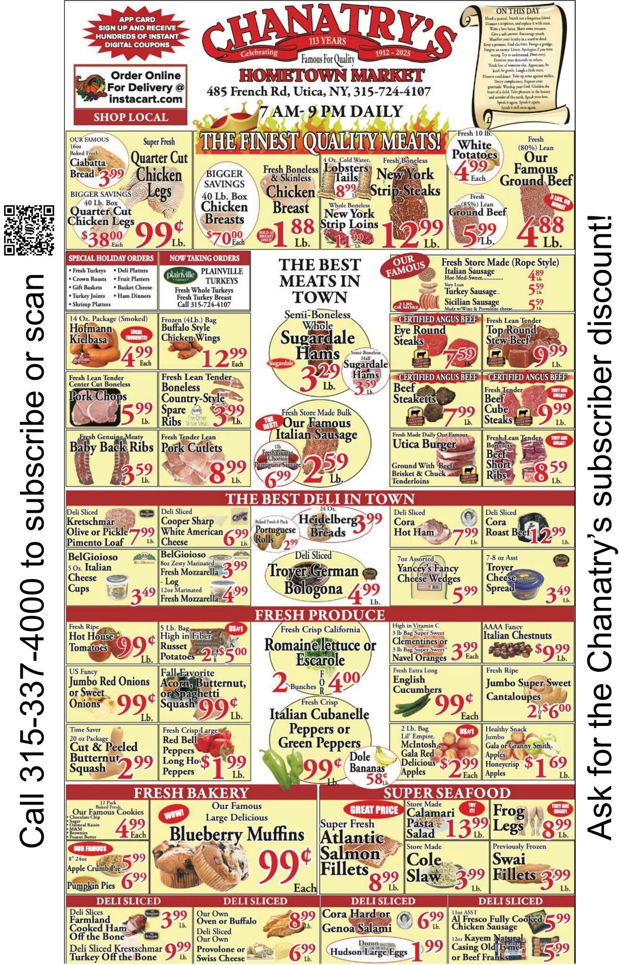 Weekly ad Chanatry's Hometown Market 10/25/2025 - 10/31/2025