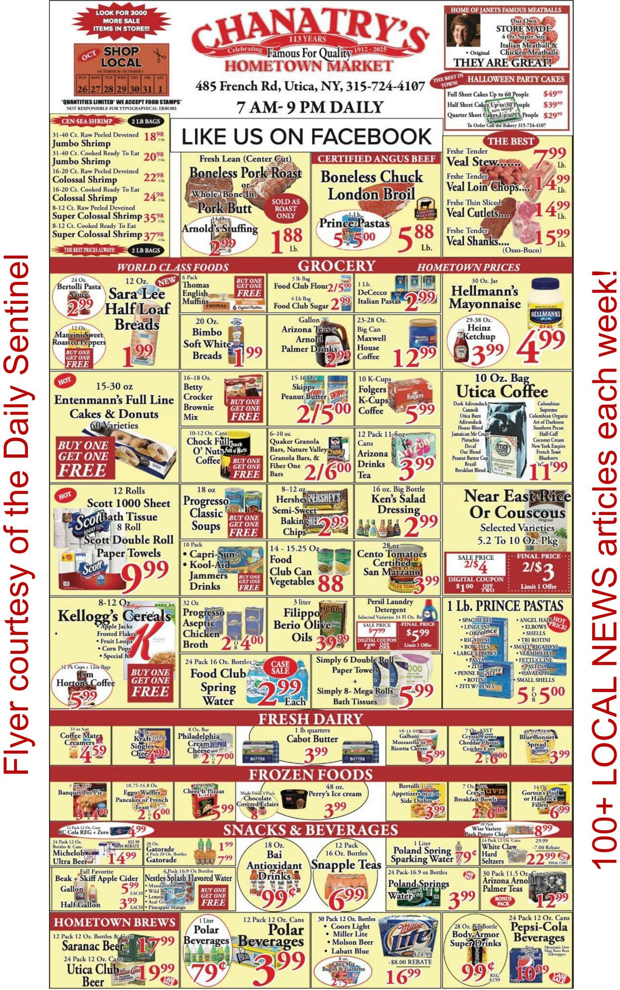 Weekly ad Chanatry's Hometown Market 10/25/2025 - 10/31/2025