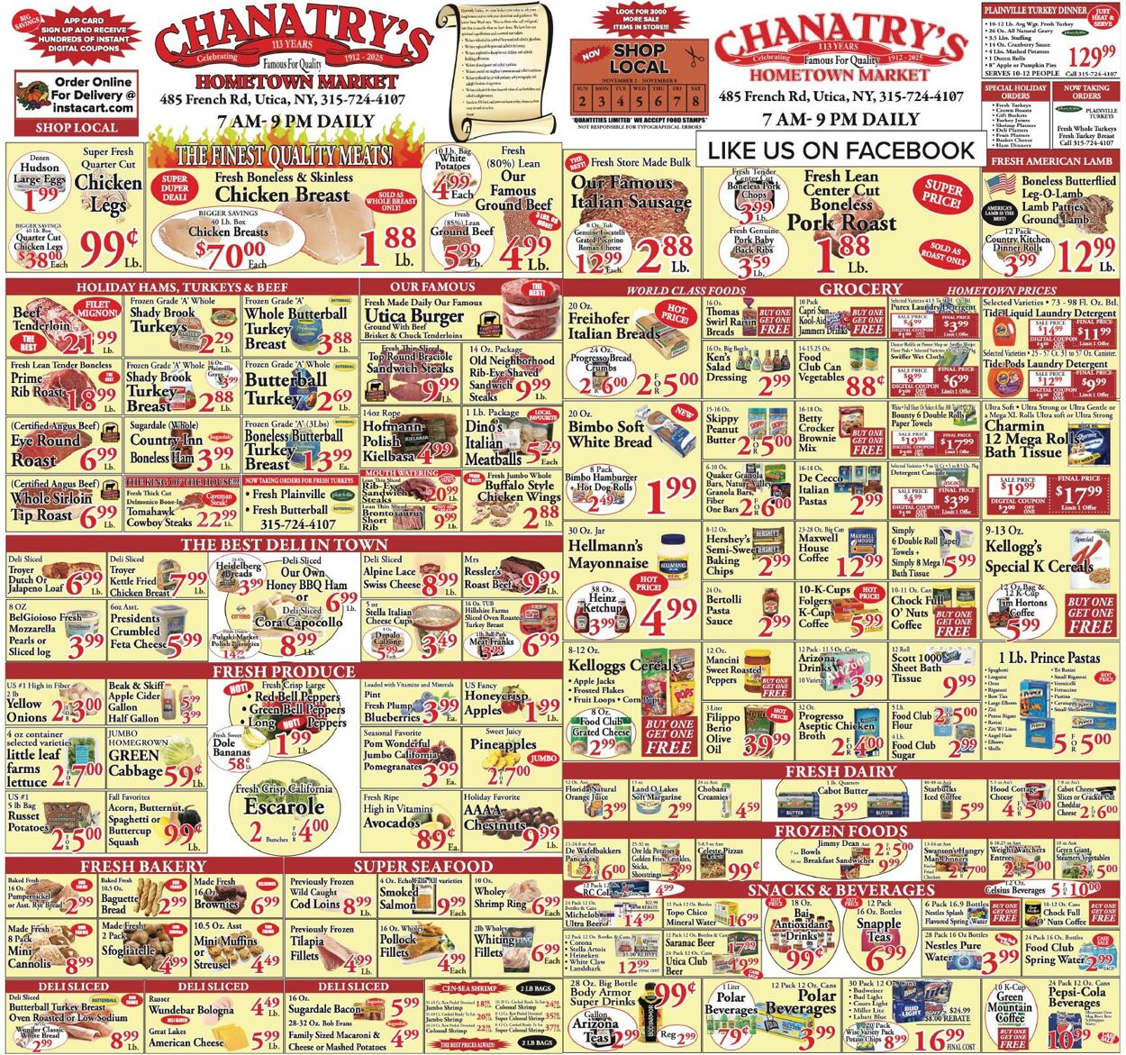 Weekly ad Chanatry's Hometown Market 11/01/2025 - 11/07/2025