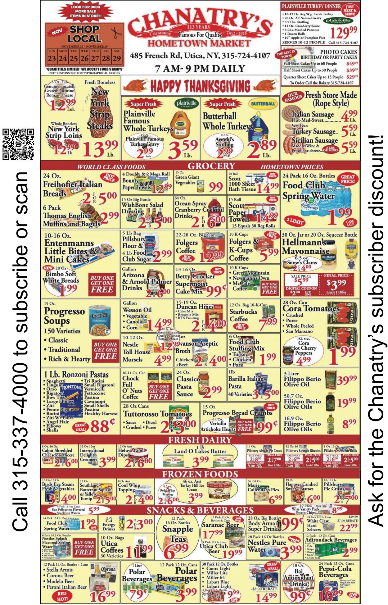 Weekly ad Chanatry's Hometown Market 11/22/2025 - 11/28/2025