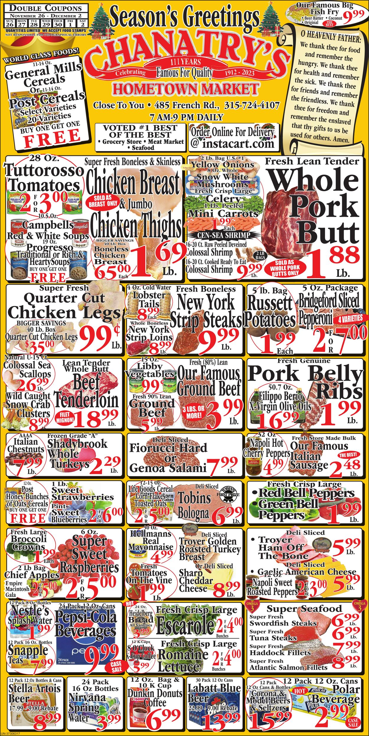 Chanatry's Hometown Market Promotional weekly ads