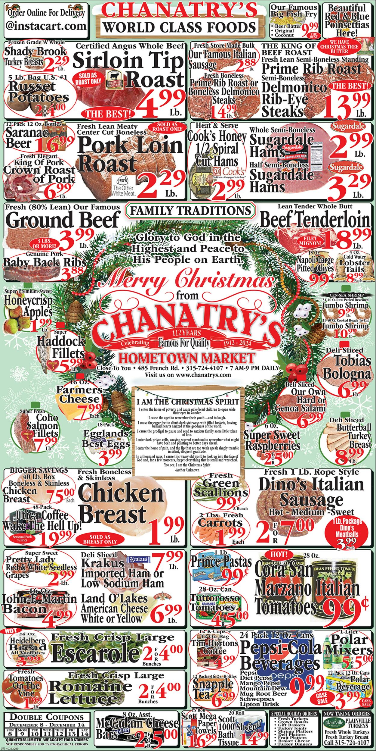 Weekly ad Chanatry's Hometown Market 12/08/2024 - 12/14/2024