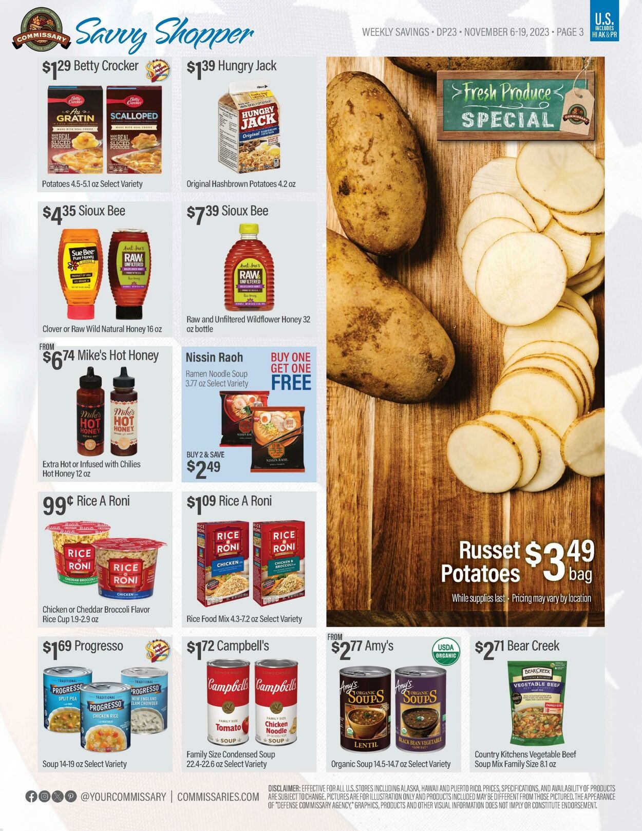 Weekly ad Commissary 11/20/2023 - 12/03/2023