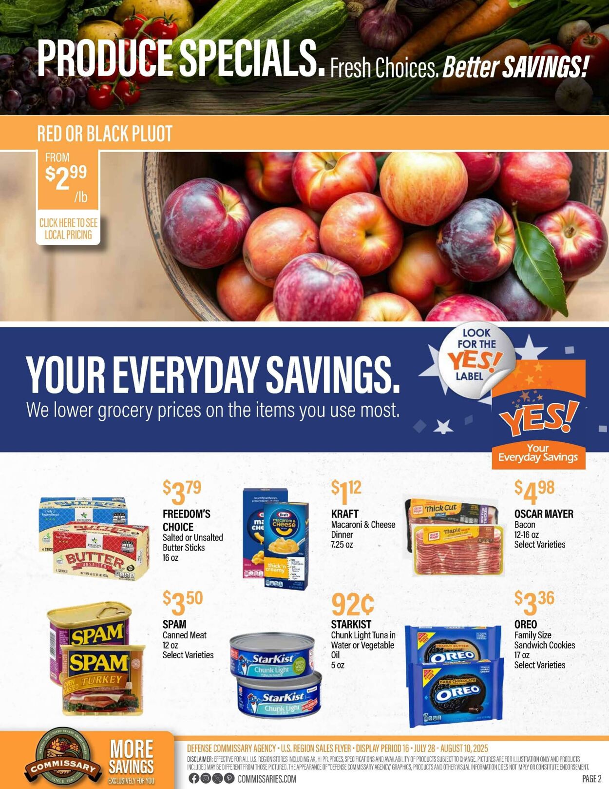 Weekly ad Commissary 08/11/2025 - 08/24/2025