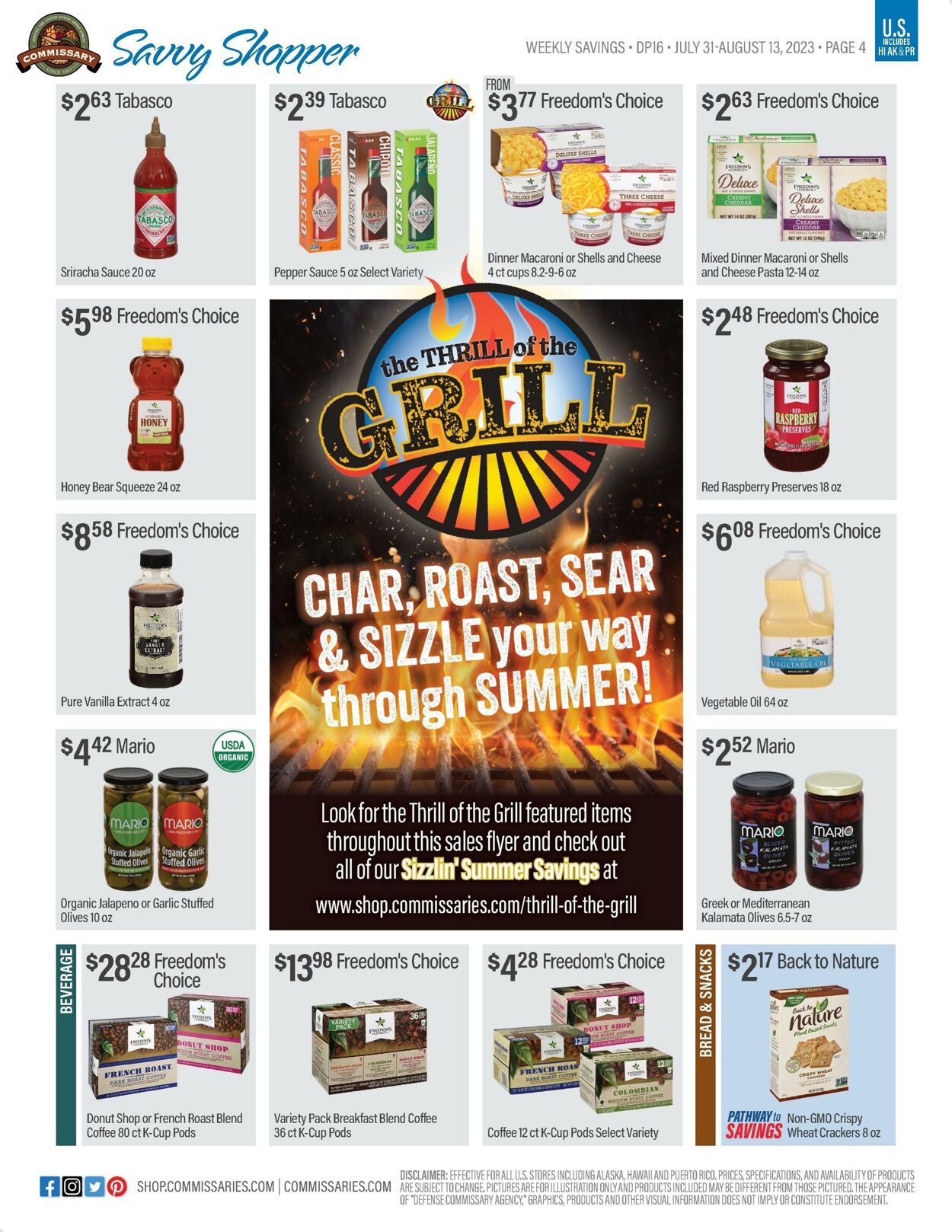 Weekly ad Commissary 07/31/2023 - 08/13/2023
