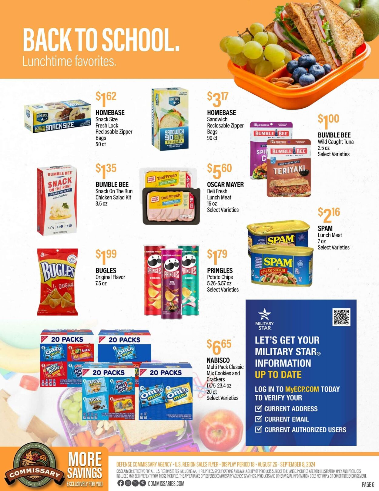 Weekly ad Commissary 08/26/2024 - 09/08/2024