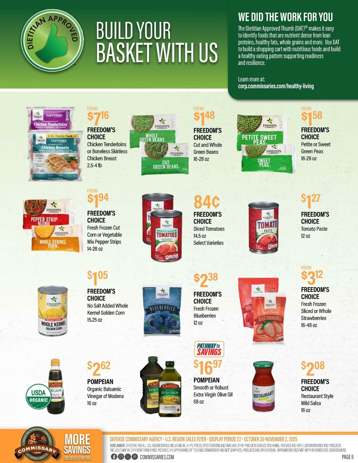Weekly ad Commissary 10/20/2025 - 11/02/2025